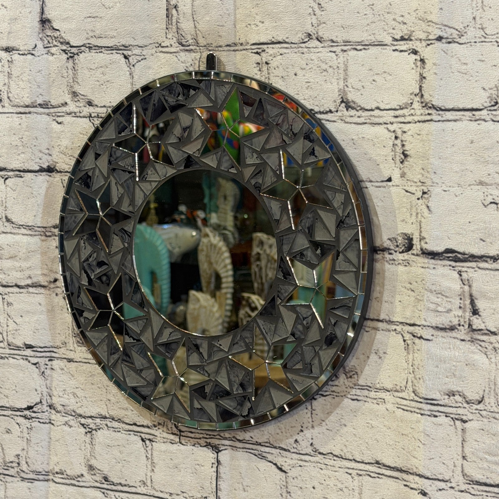 Grey Black Star Black Mosaic Tile Wall Mirror 30cm x 30cm 12 Inches Handmade1