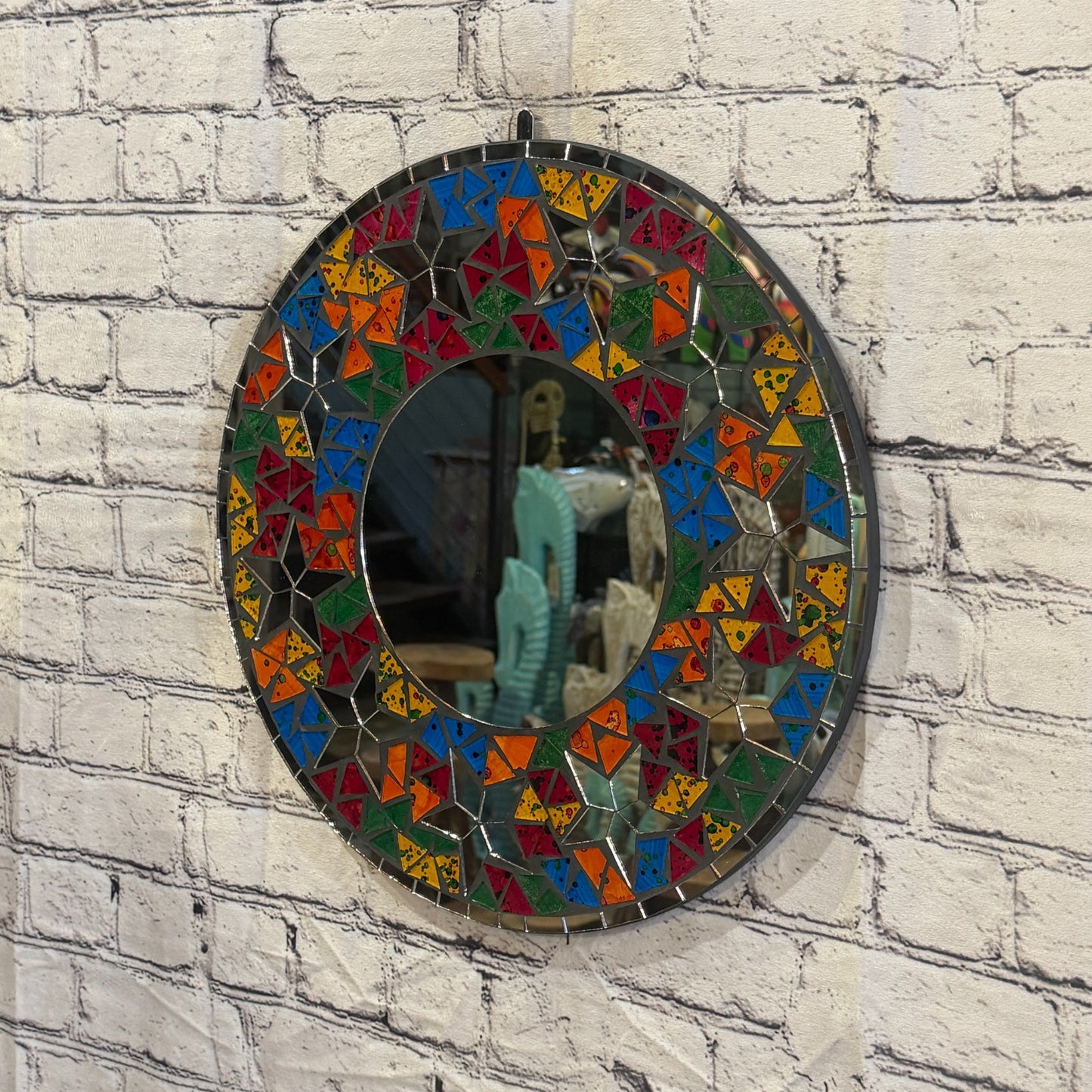 Rainbow Star Black Mosaic Tile Wall Mirror 40cm x 40cm 16 Inches Handmade1
