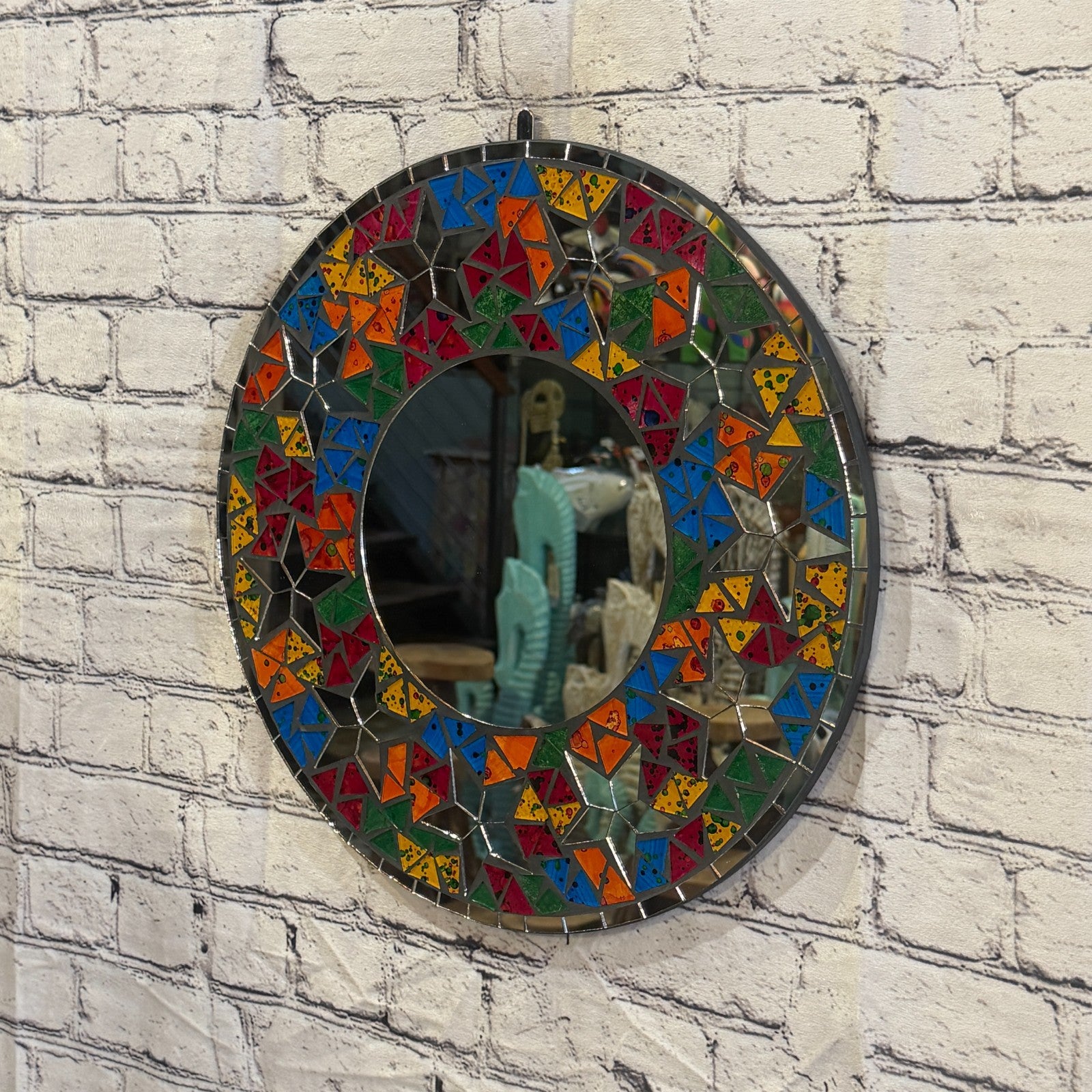 Rainbow Star Black Mosaic Tile Wall Mirror 40cm x 40cm 16 Inches Handmade1