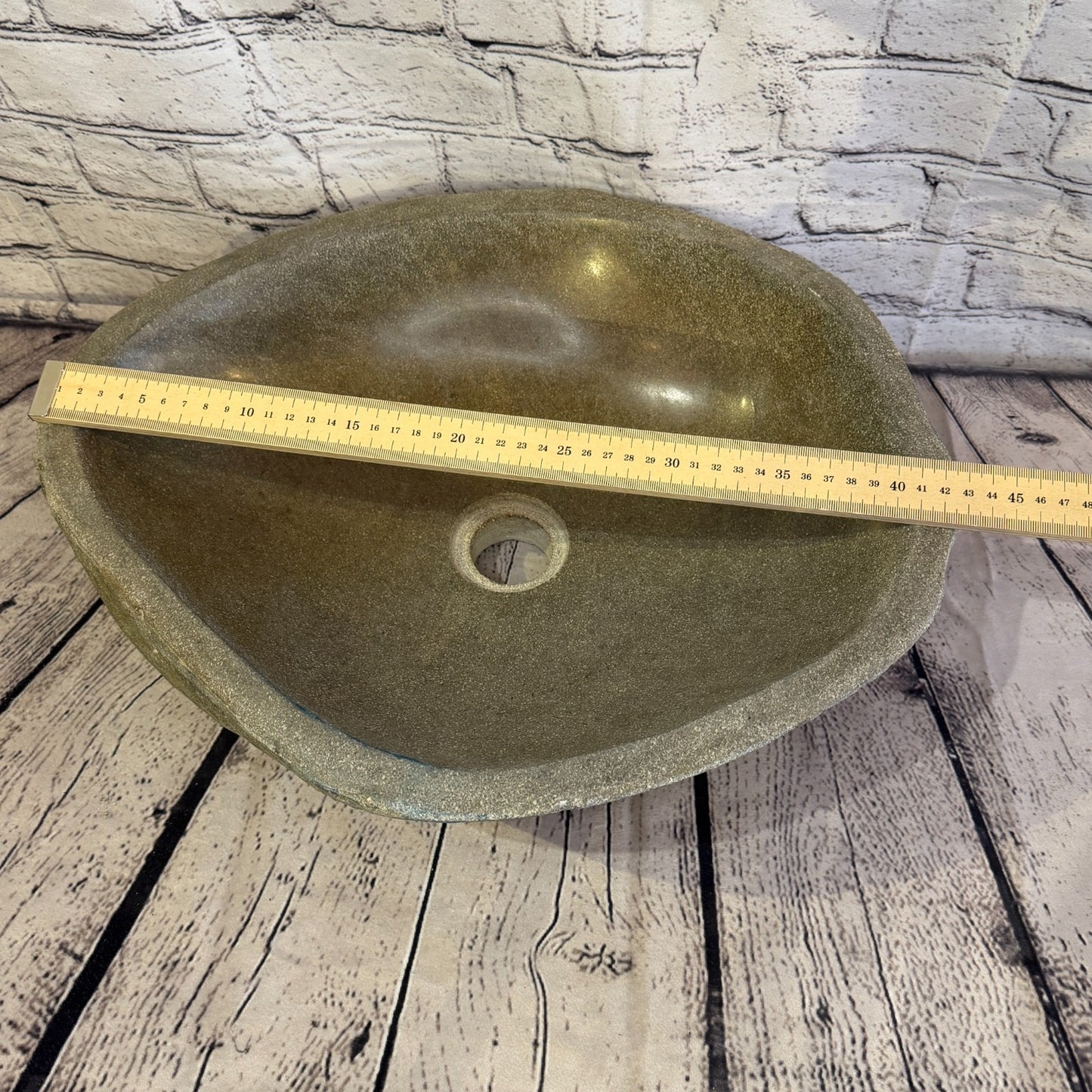43cm x 35cm Wash Basin Bathroom Counter Top Washing River Stone Bowl Sink No 367