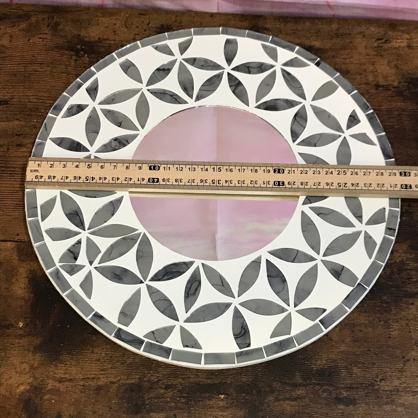 Grey Flower Mosaic Tile Wall Mirror 30cm x 30cm 12 Inches Handmade New3