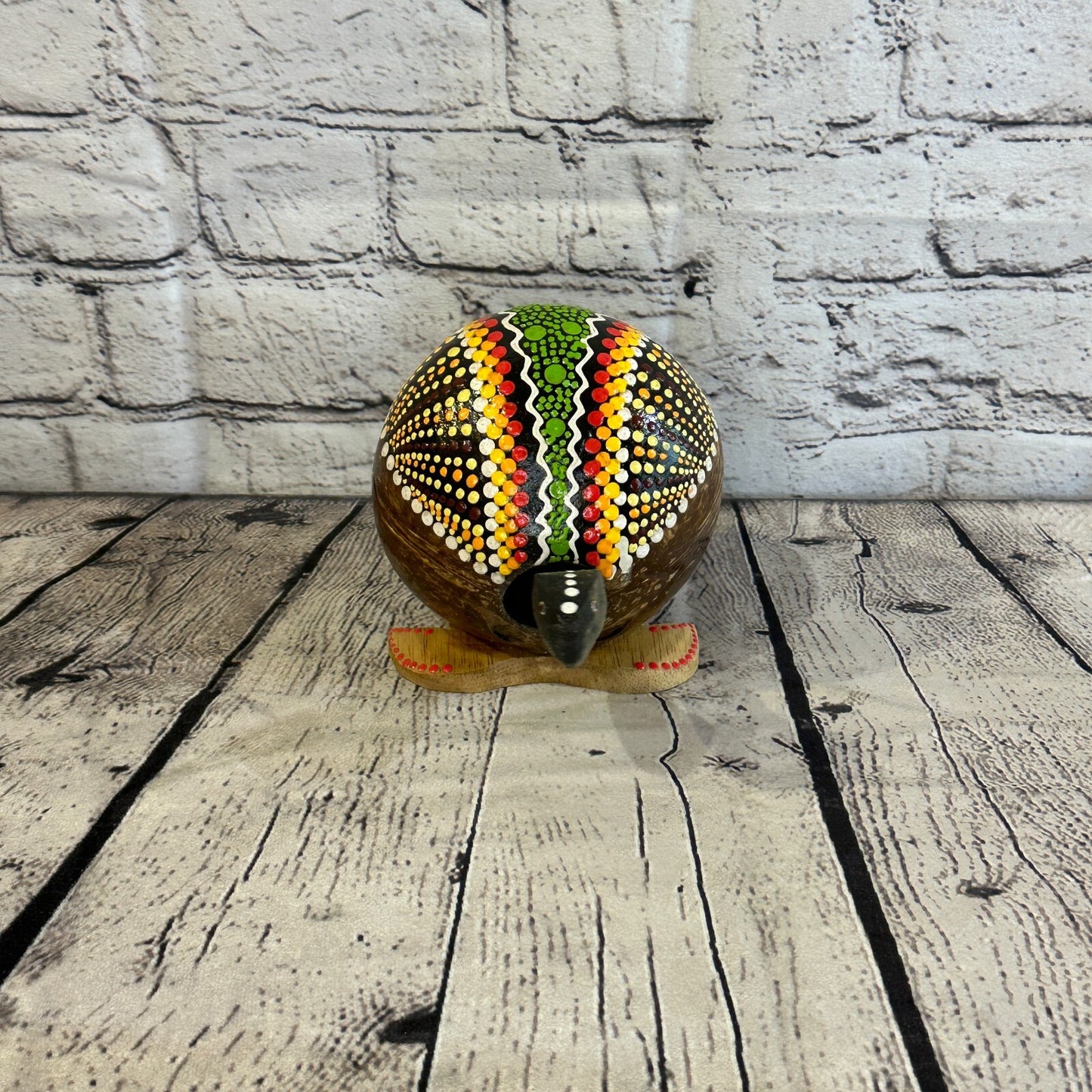 Mixed Painted Full Coconut Shell Wood Turtle Bobble Head Moving Tortoise2