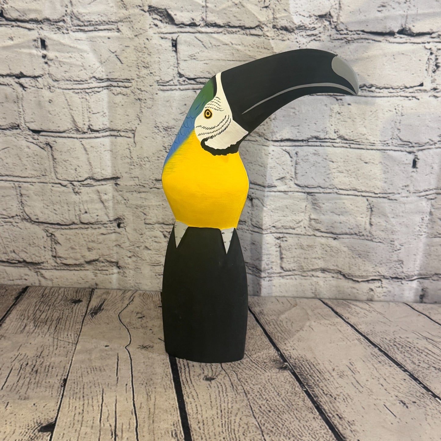 30cm Bright Blue Toucan Bird Ornament Statue Fair Trade Hand Made Carved Wood1