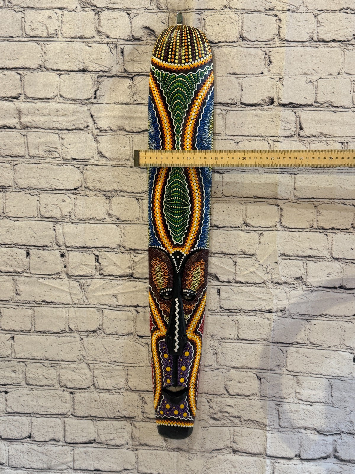 80cm Mask Carved Wooden Dot Painted Ethnic Tribal Tiki Wall Art No 4 New3