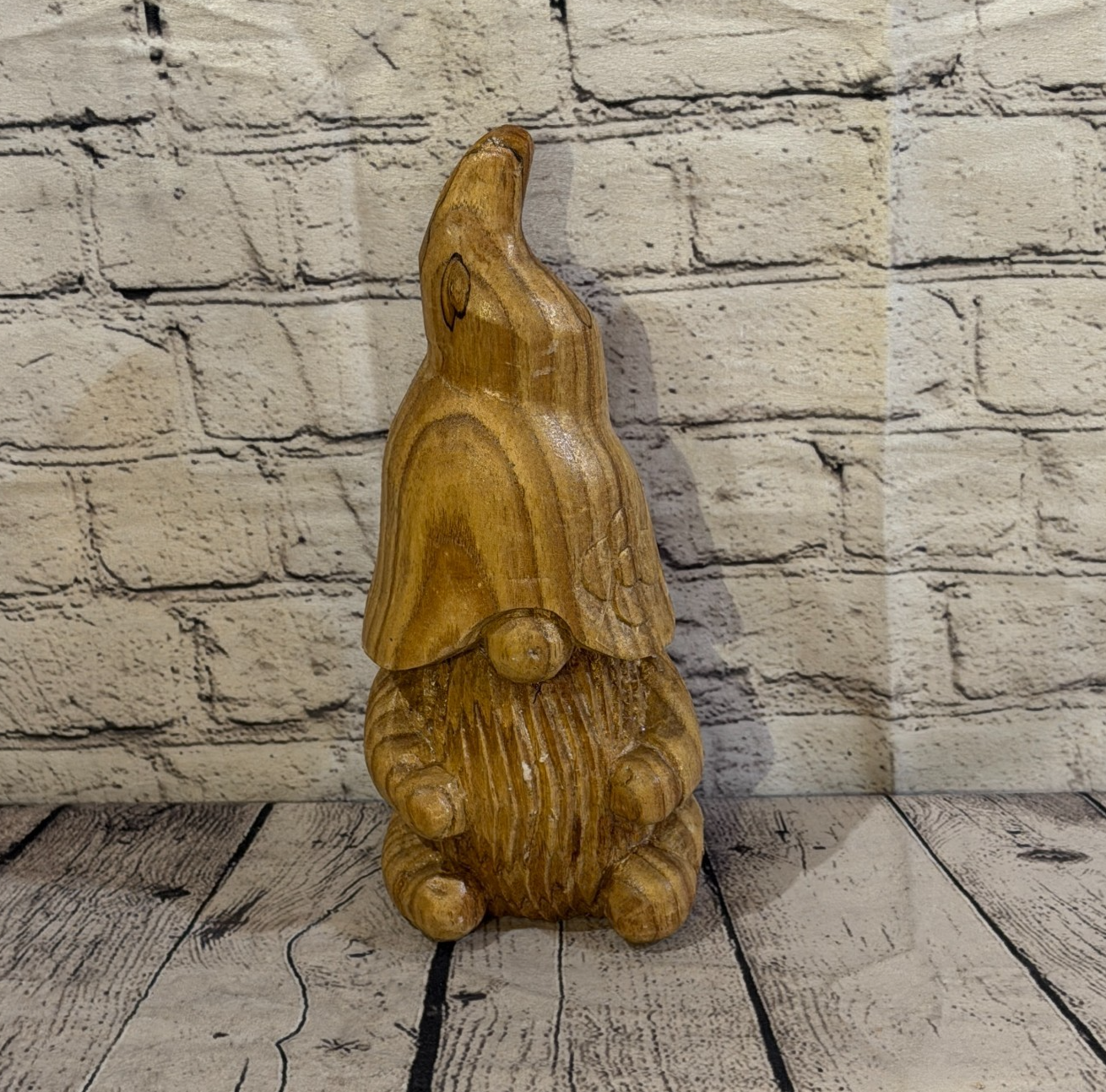 Gonk Dwarf Of The Woods 30cm Hand Carved Wizard Tree Trunk Wood Fairtrade0