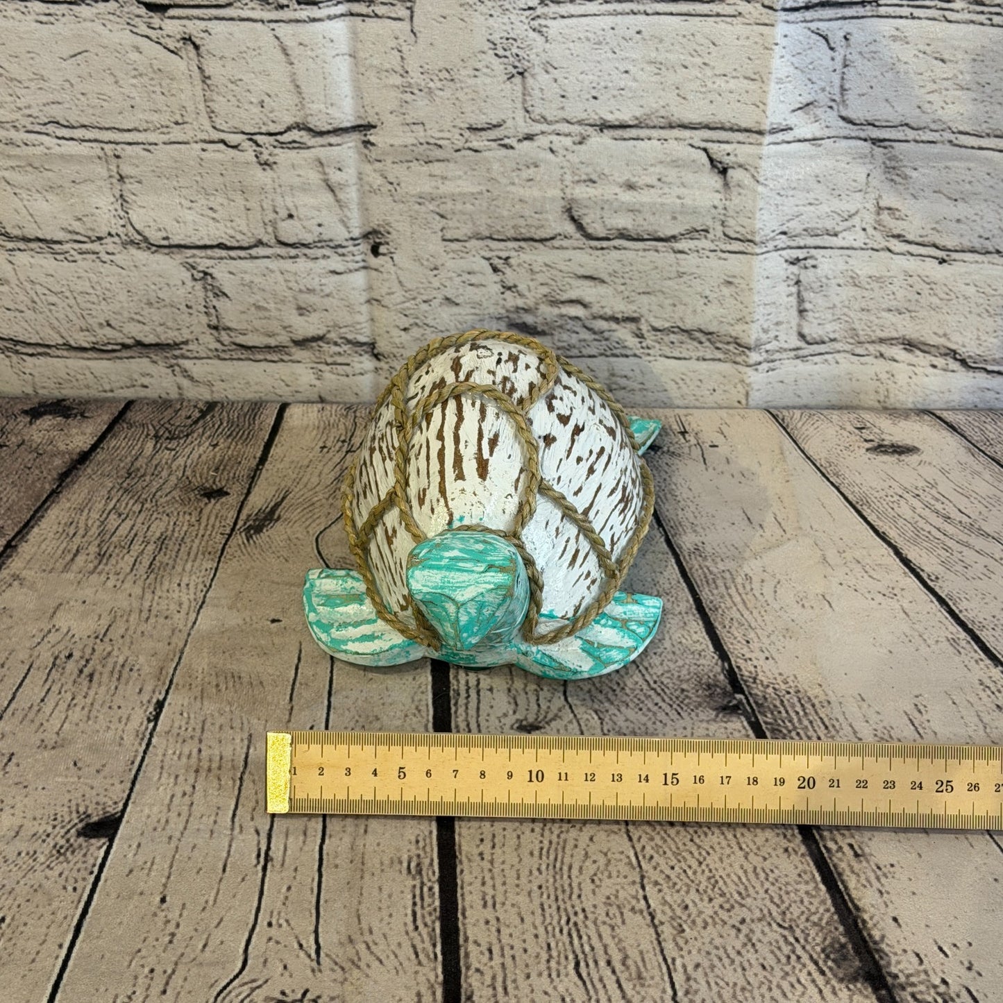 White Body Green Folk Art Painted Turtle Coconut Shell Ornaments Hanging Decor7