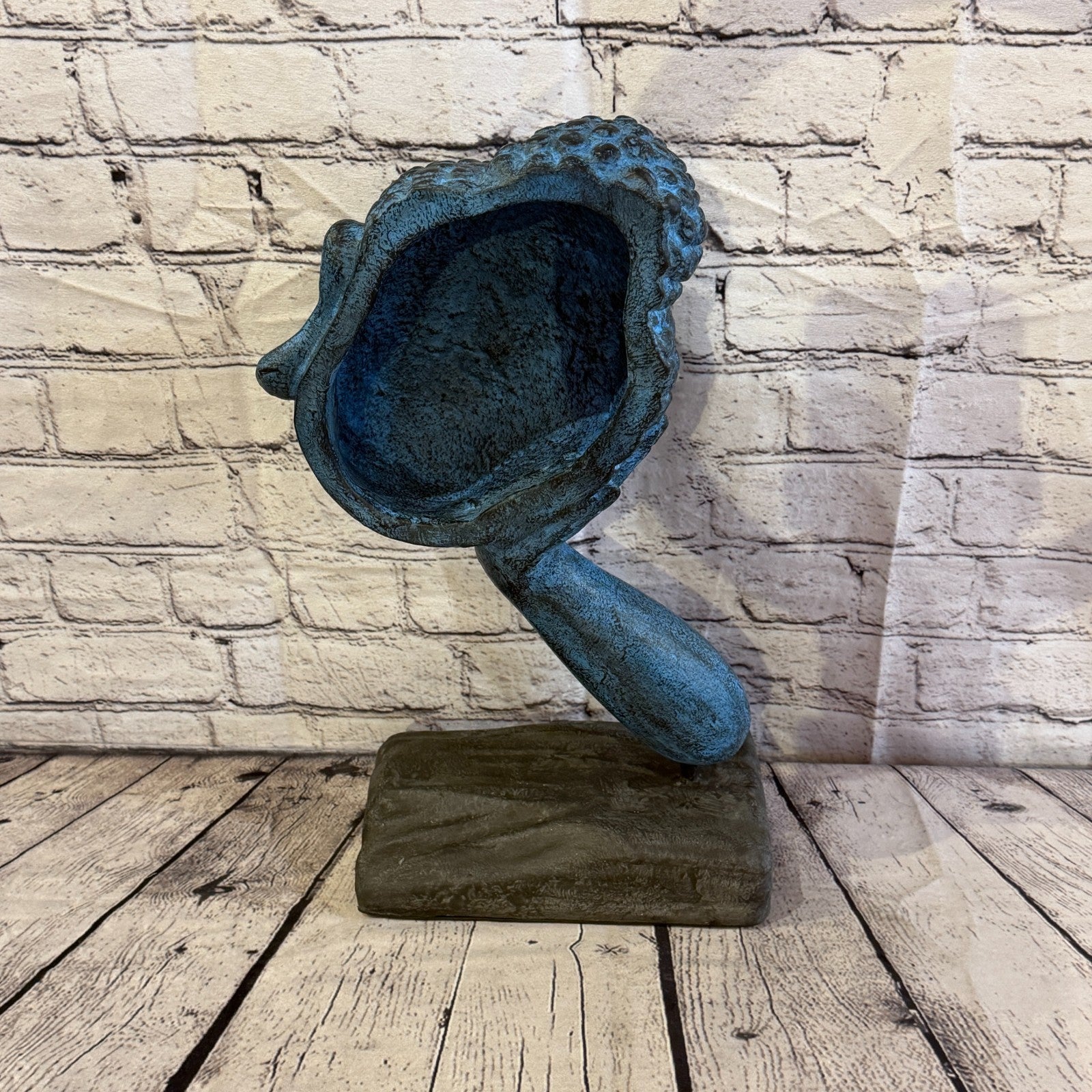 Blue 45cm x 25cm Thai Buddha Head In Hand On Base Statue Resin Hindu4