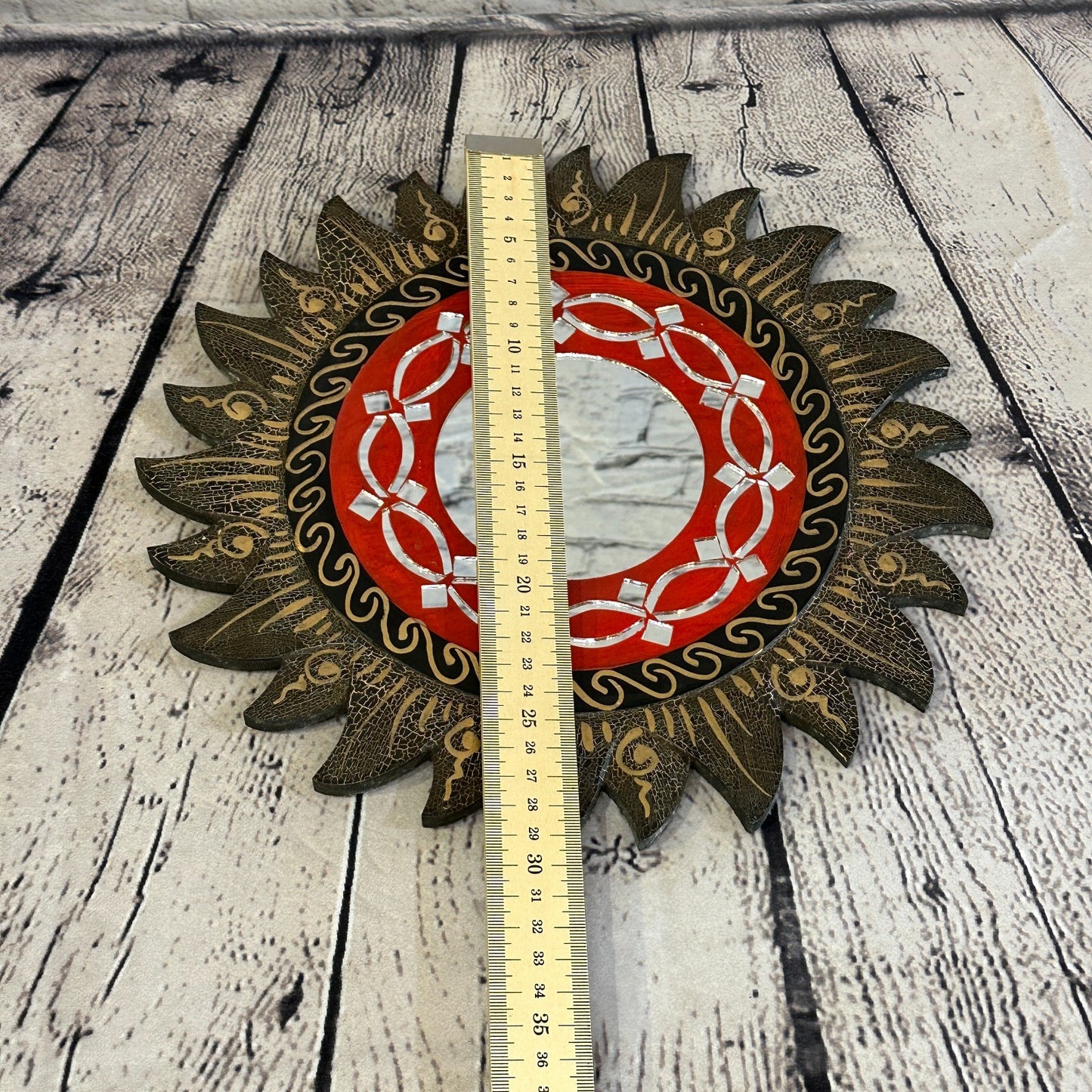 Gold Rope Sun Mosaic Tile Wall Mirror 30cm x 30cm 12 Inches Handmade Fairtrade5