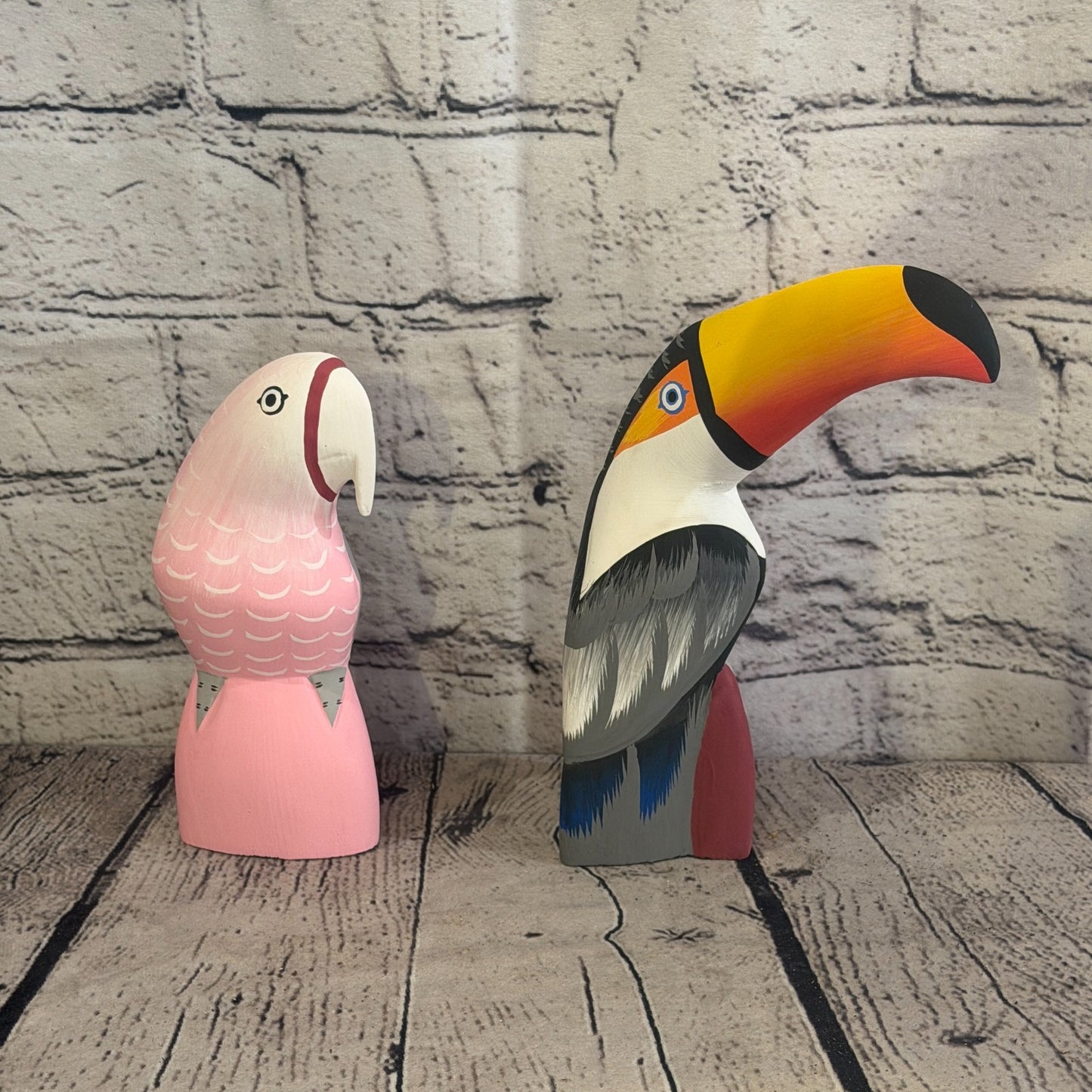 20cm Black White Toucan Bird Ornament Statue Fair Trade Hand Made Carved Wood9