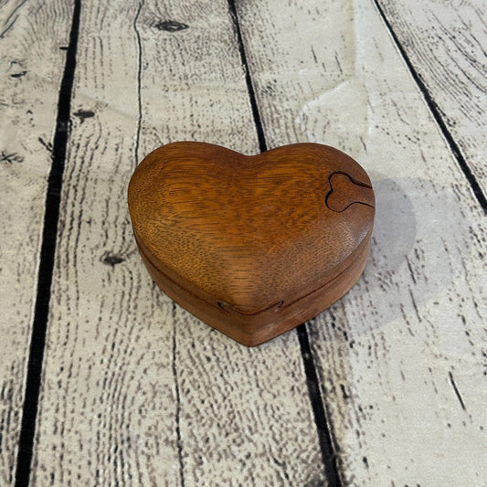 Carved Love Heart 4 Bit Wooden Puzzle Box Secret Box Magic Trinket Handmade0