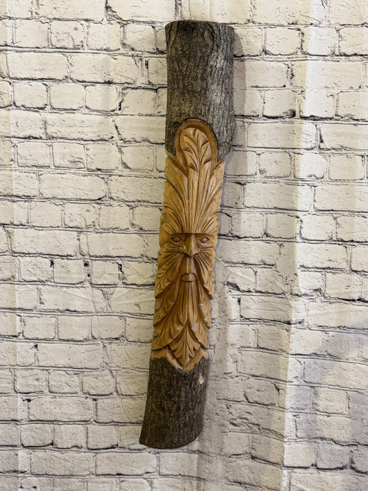 Green Man Of The Woods 80cm Hand Carved Wizard Tree Trunk Wood Fairtrade0