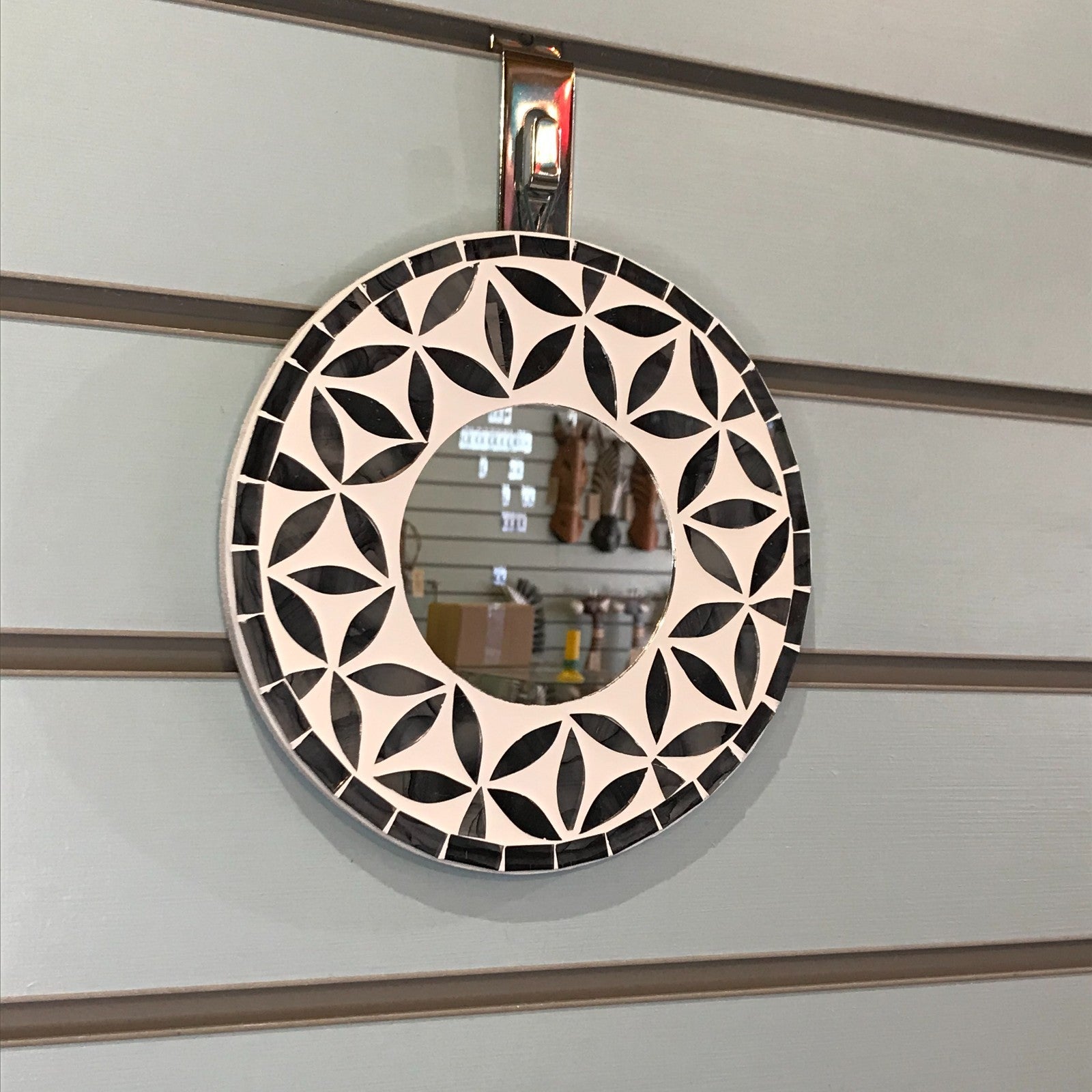 Black Flower Mosaic Tile Wall Mirror 20cm x 20cm 8 Inches Handmade New0