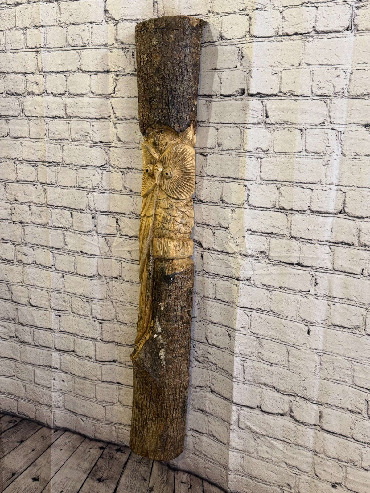 Owl Of The Woods 100cm Hand Carved Wizard Tree Trunk Wood Fairtrade2