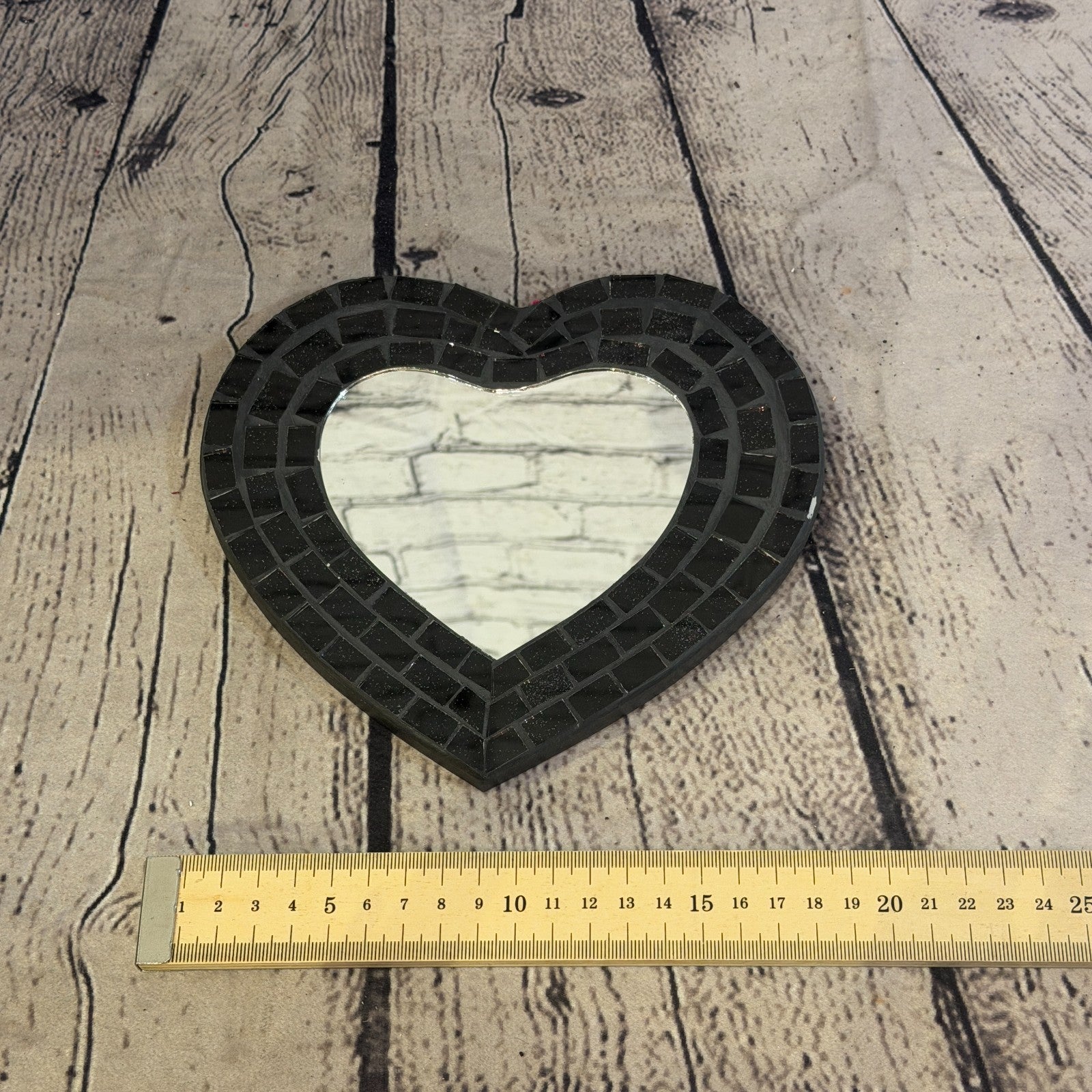 Black Heart Shape Mosaic Tile Wall Mirror 20cm x 15cm 8 Inches Handmade New4