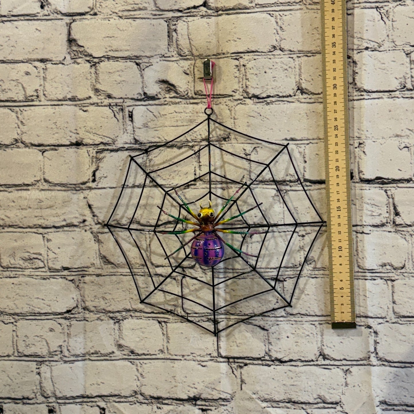 30cm x 30cm Purple Spider On Web Bug Metal Tin Wall Hanging Ornament Statue4