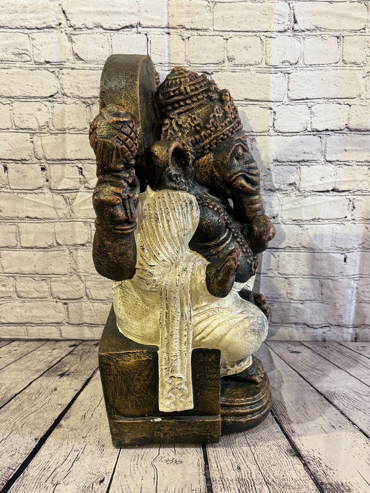 Bronze White 60cm x 35cm Thai Ganesha God On Base Hollow Statue Resin Hindu3