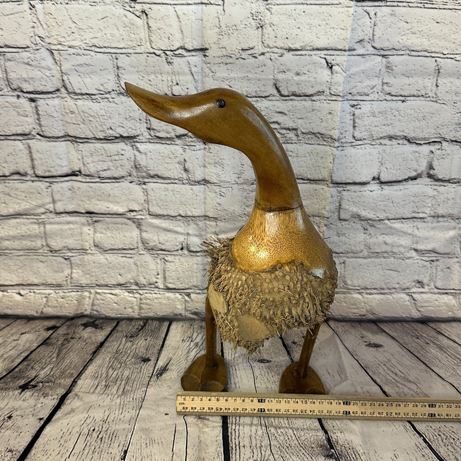 Looking Right 45cm Tall Wooden Hairy Duckling Baby Duck Bamboo Root Fairtrade7
