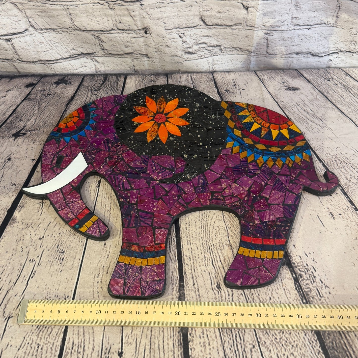 Purple Elephant Mosaic Tile Wall Mirror 40cm x 40cm 16 Inches Handmade4