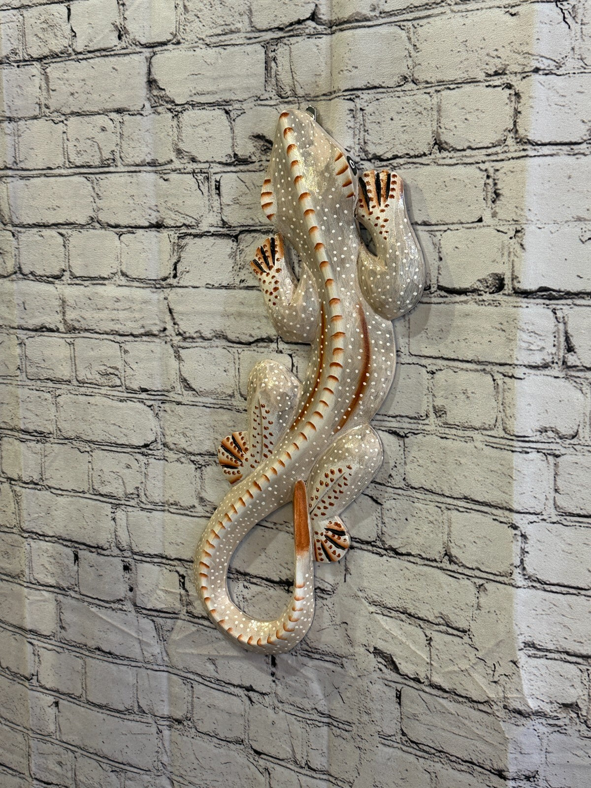 50cm Gecko Lizard Grey Wood Wall Hanging Wooden Ornaments Wood Carving1