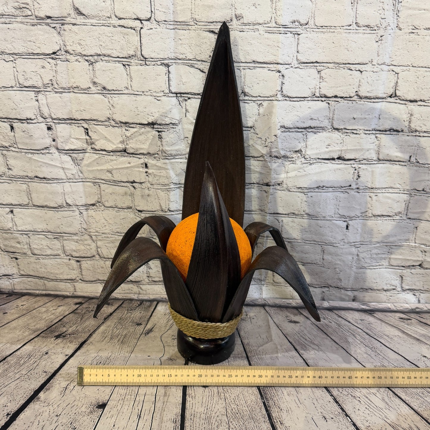 Orange Light Brown Natural 55cm Tall Leaf Lamp Twist LED UK Mains Plug Design 16
