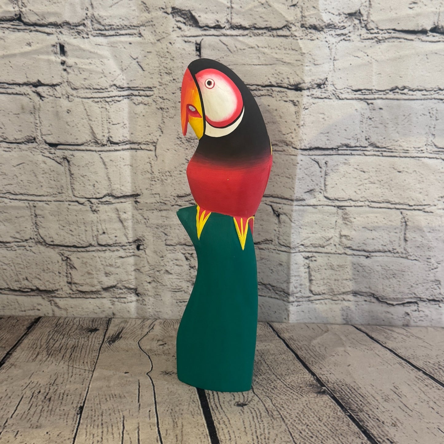 30cm Dark Red Parrot Bird Ornament Statue Fair Trade Hand Made Carved Wood2