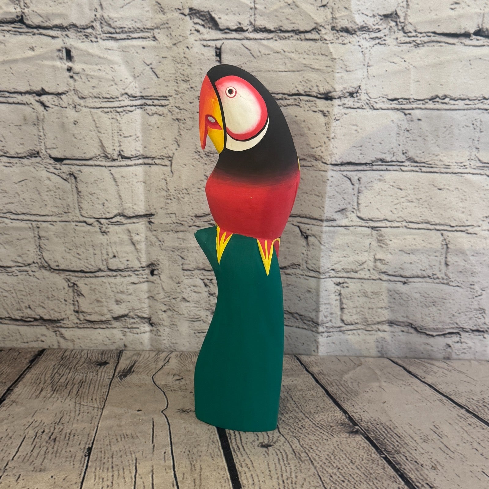 30cm Dark Red Parrot Bird Ornament Statue Fair Trade Hand Made Carved Wood2