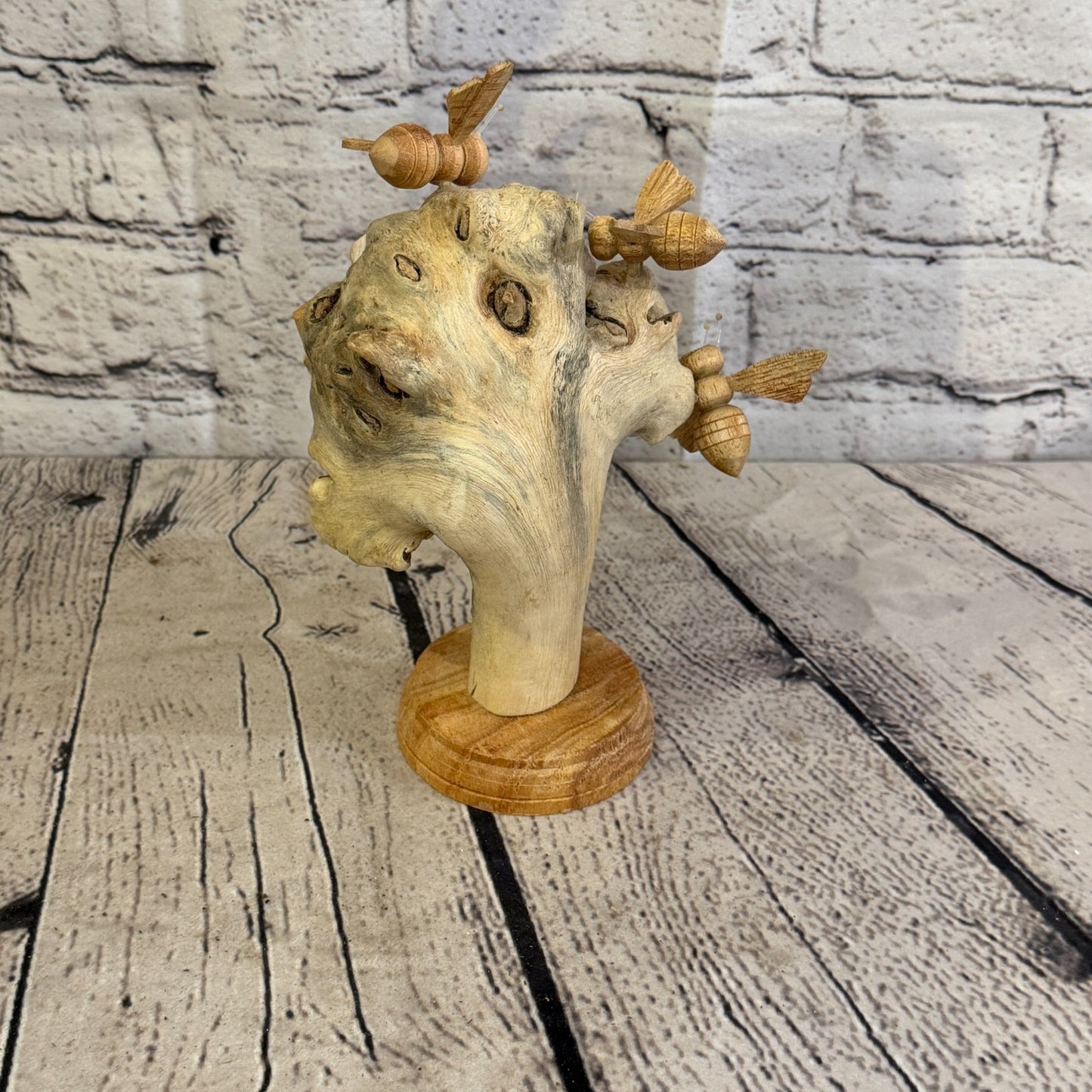 5 Bees Honeycomb Mushroom Bee Parasite Wood Ornament Natural Carving Wooden4