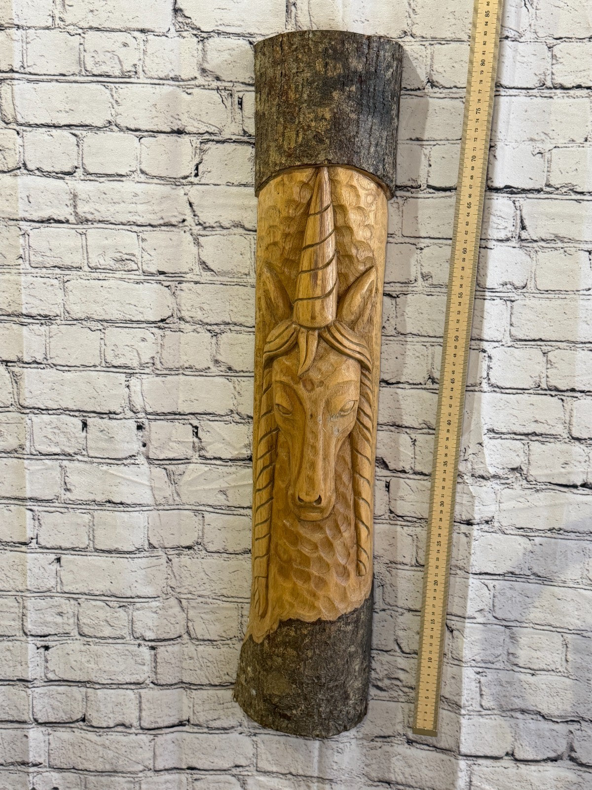 Mythical Unicorn 80cm Hand Carved Wizard Tree Trunk Wood Fairtrade4