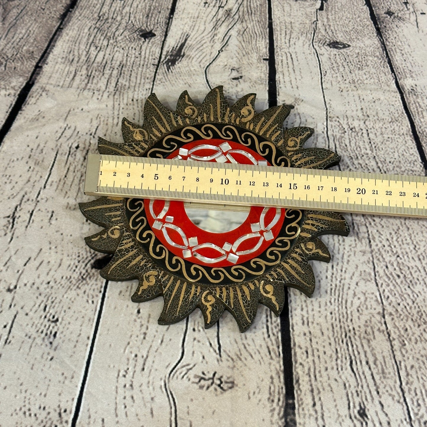 Red Rope Sun Mosaic Tile Wall Mirror 20cm x 20cm 8 Inches Handmade Fairtrade4