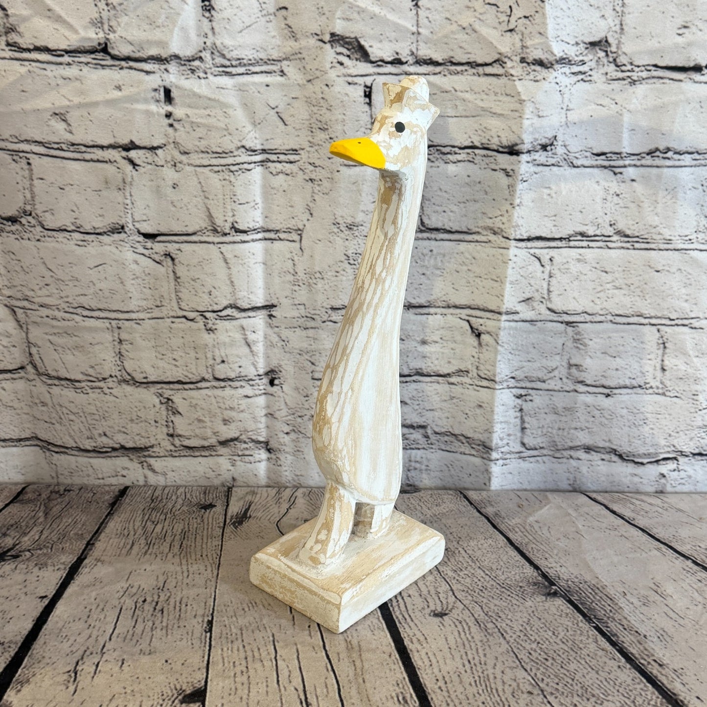 Looking Forward 35cm Tall Wooden White Duckling Baby Duck Shabby Wood Fairtrade0