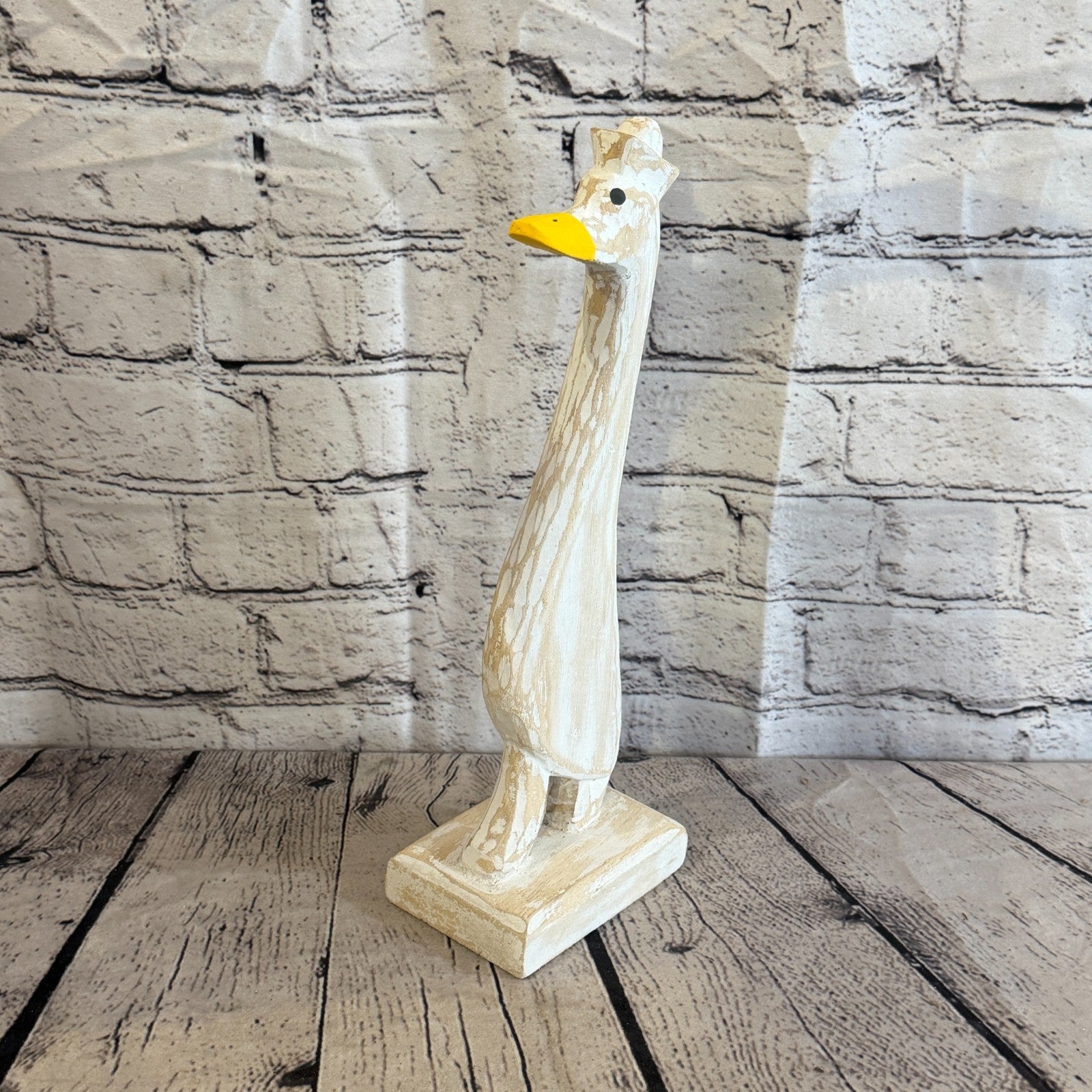 Looking Forward 35cm Tall Wooden White Duckling Baby Duck Shabby Wood Fairtrade0