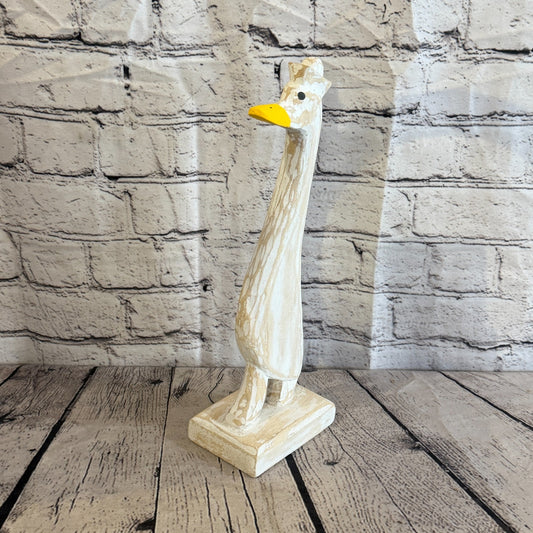 Looking Forward 35cm Tall Wooden White Duckling Baby Duck Shabby Wood Fairtrade0