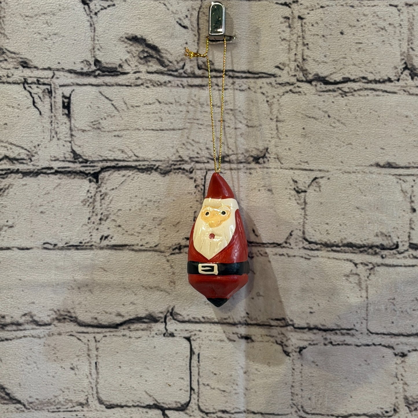 8cm Wall Hanging Santa Claus Father Christmas Figurine Folk Art Wood Handmade2