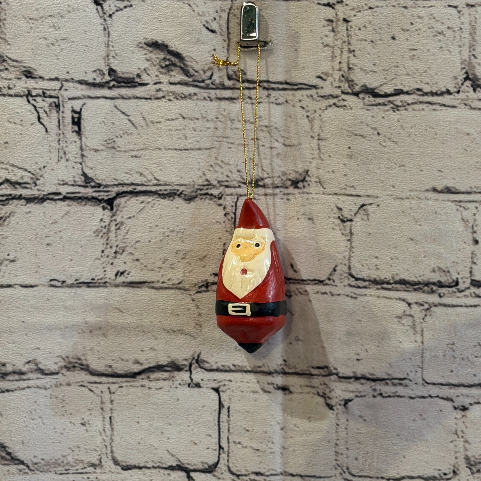 8cm Wall Hanging Santa Claus Father Christmas Figurine Folk Art Wood Handmade2