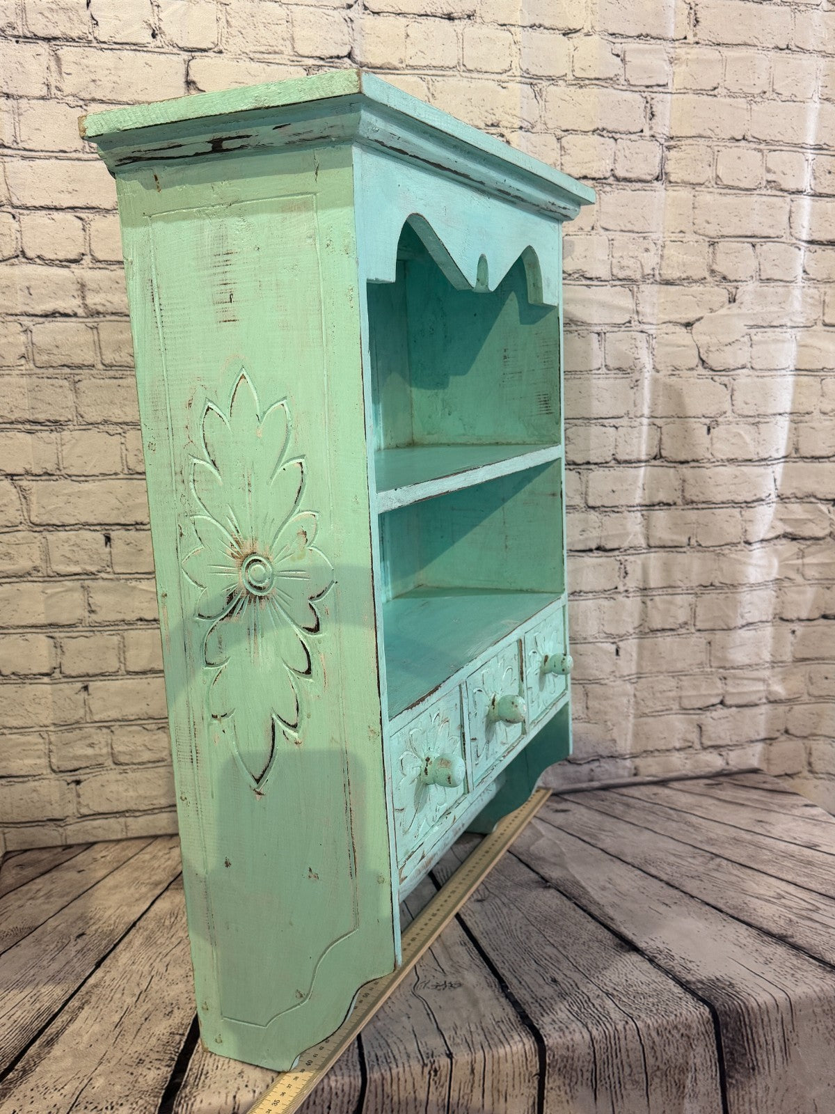 75cm x 55cm x 25cm Blue 3 Draws Wooden Cabinet Living Hallway Storage Furniture2