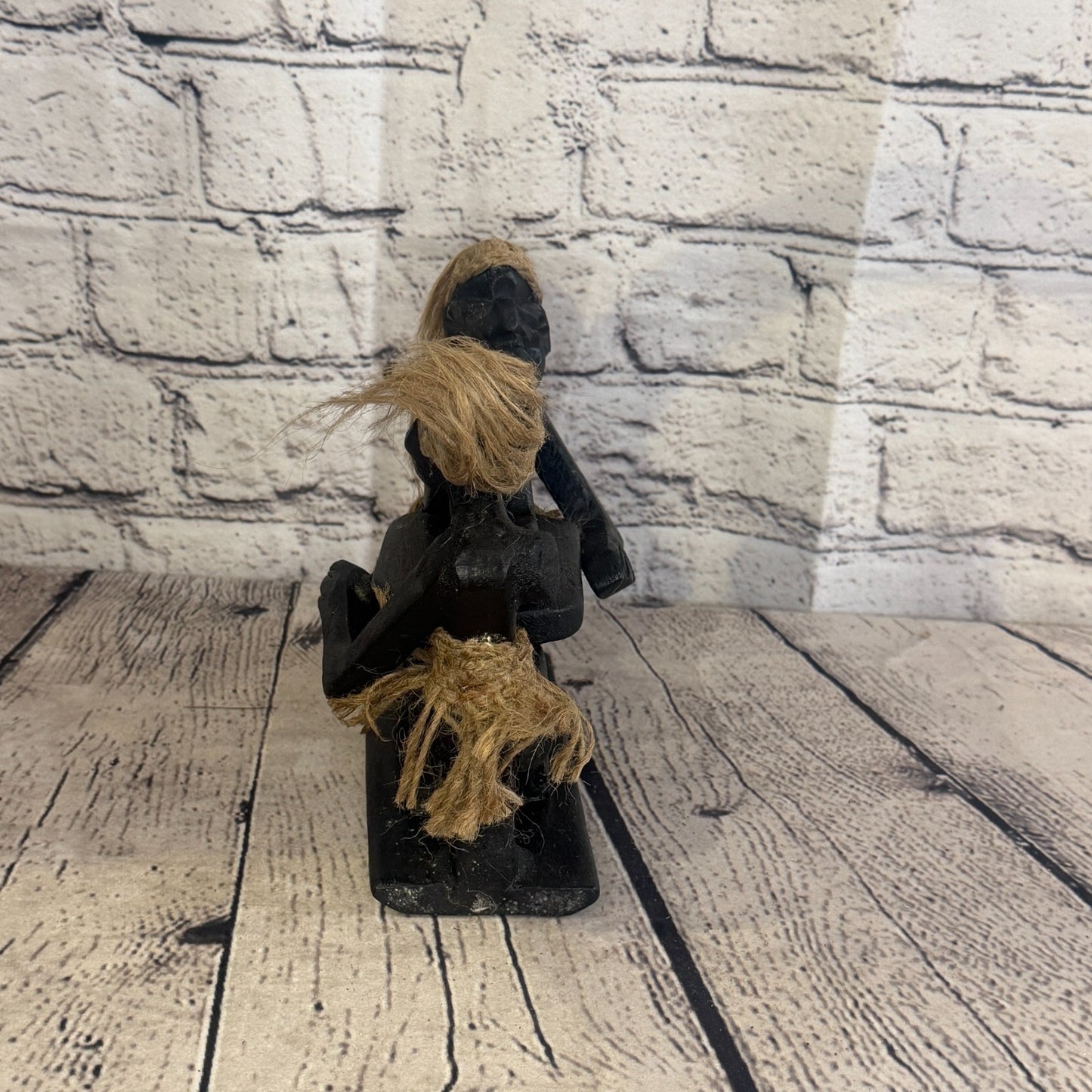 15cm Arm Wrestling African Tribal Warrior Man Figure Statue Wood Hand Carved3