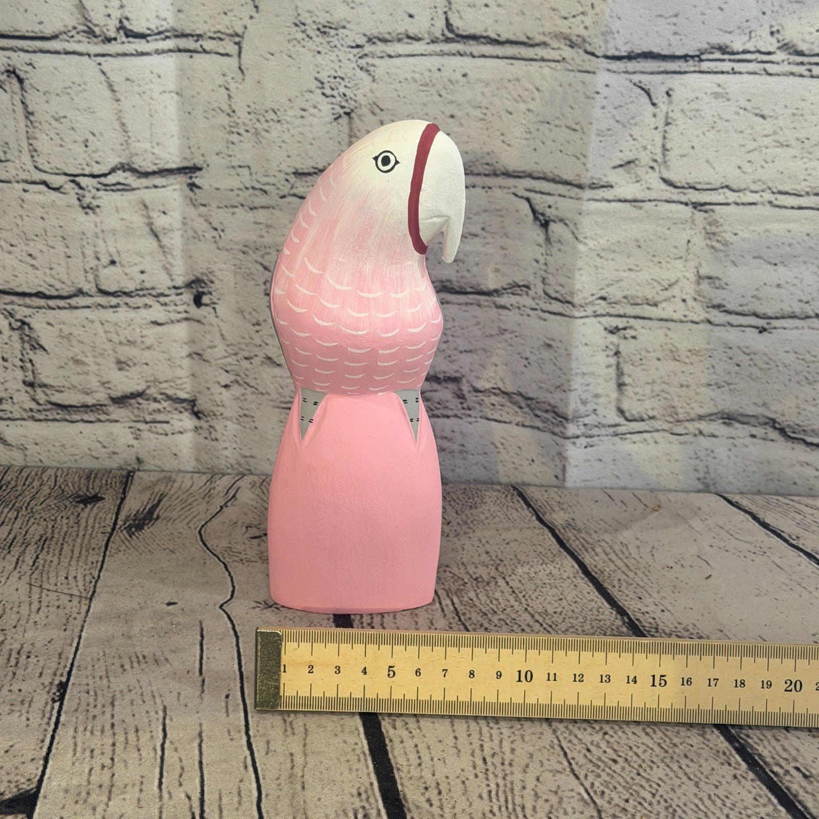 20cm Bright Pink Parrot Bird Ornament Statue Fair Trade Hand Made Carved Wood6