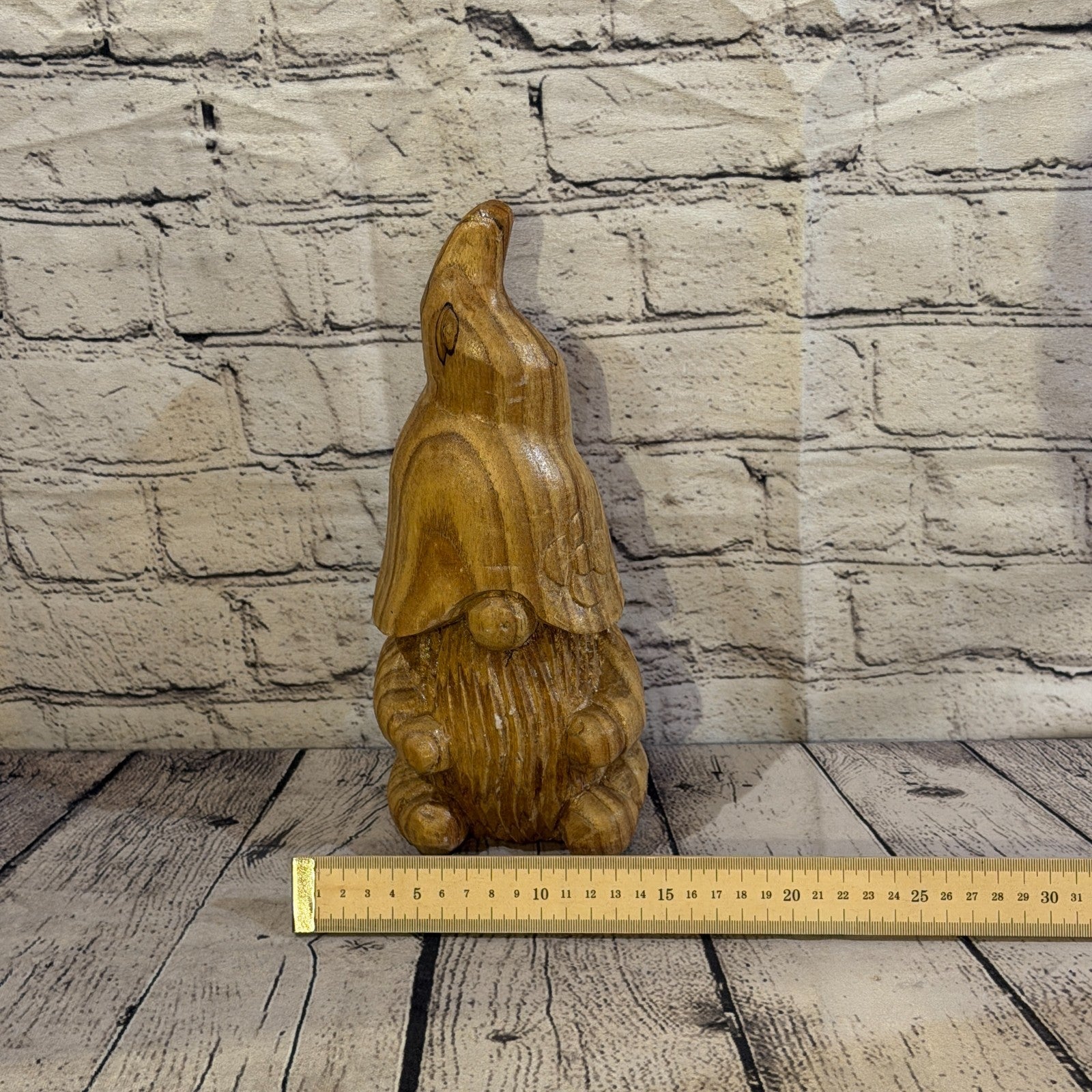 Gonk Dwarf Of The Woods 30cm Hand Carved Wizard Tree Trunk Wood Fairtrade6