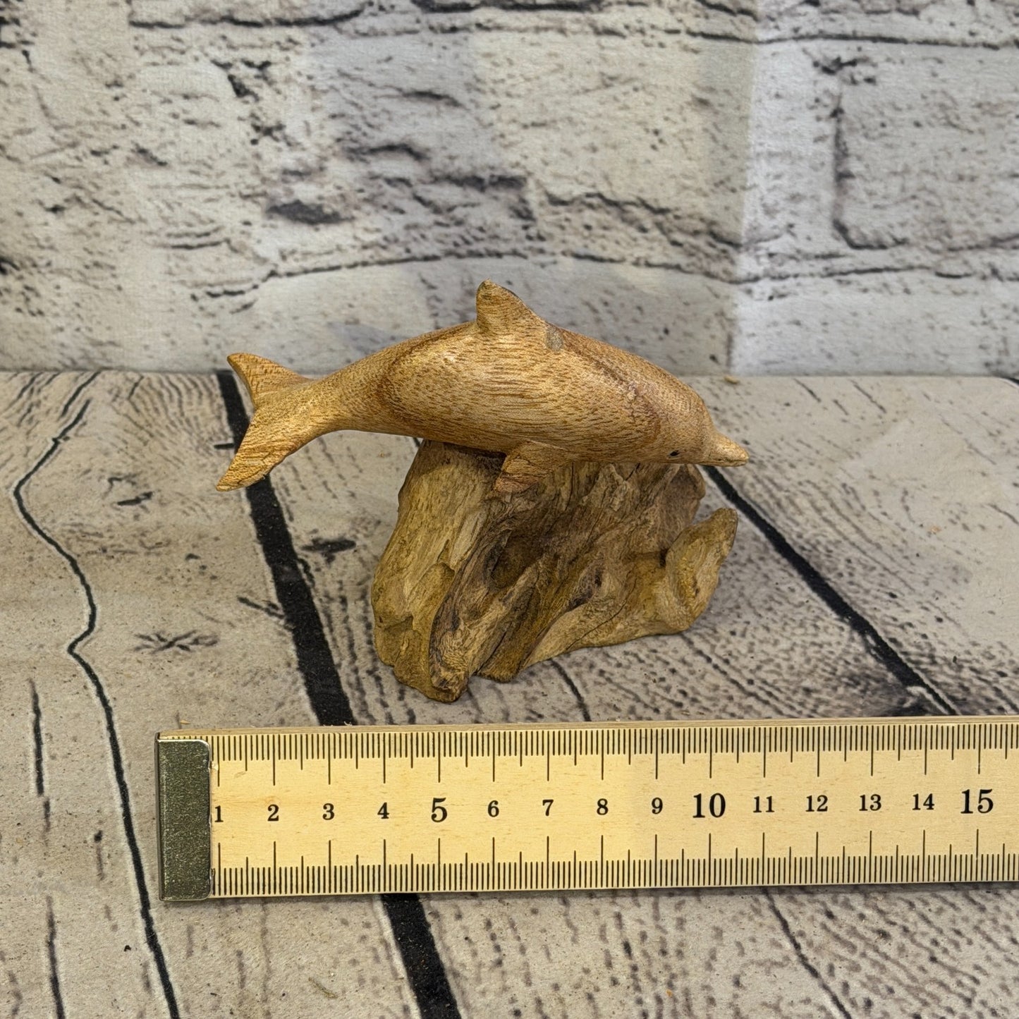 10cm Single Dolphin Mushroom Parasite Ornament Natural Carving Fairtrade Wooden6
