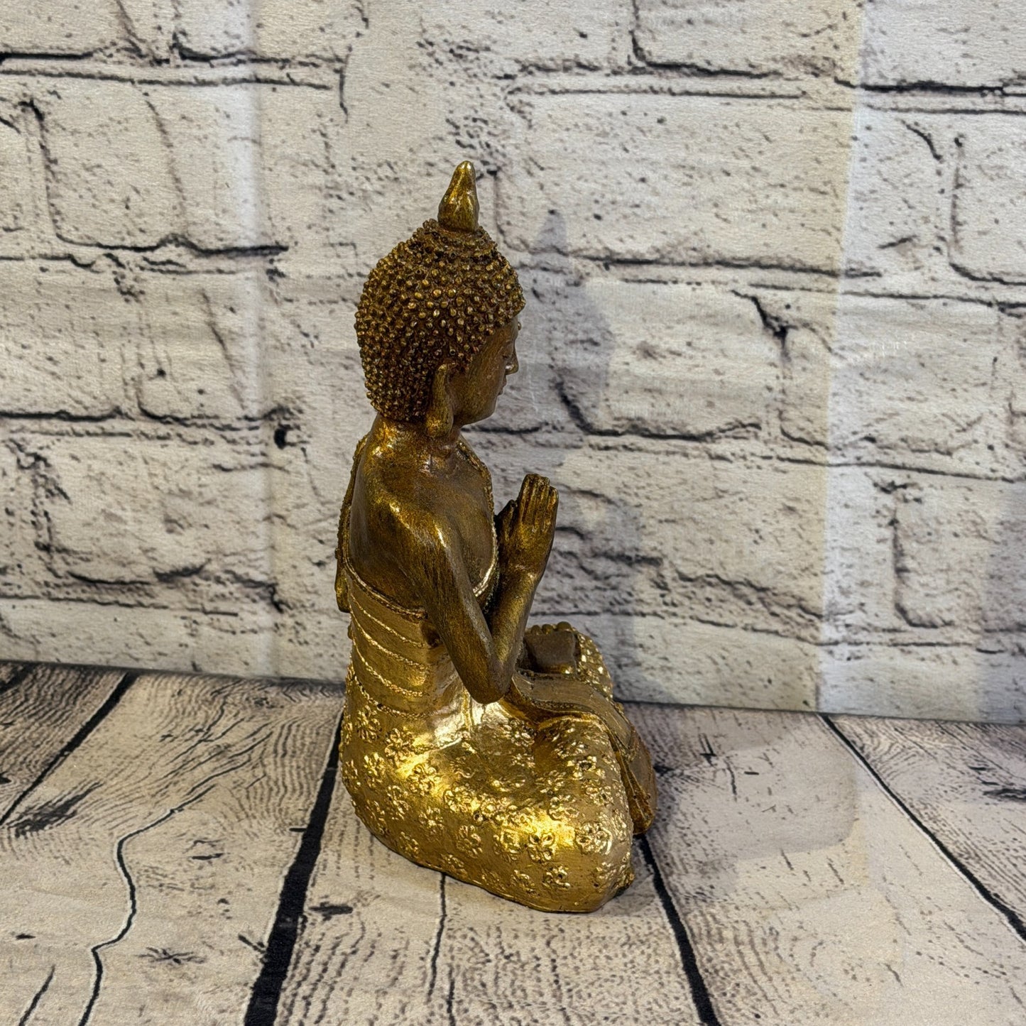 Bronze & Bronze 20cm x 15cm Small Thai Spike Buddha Sitting Statue Resin Hindu3