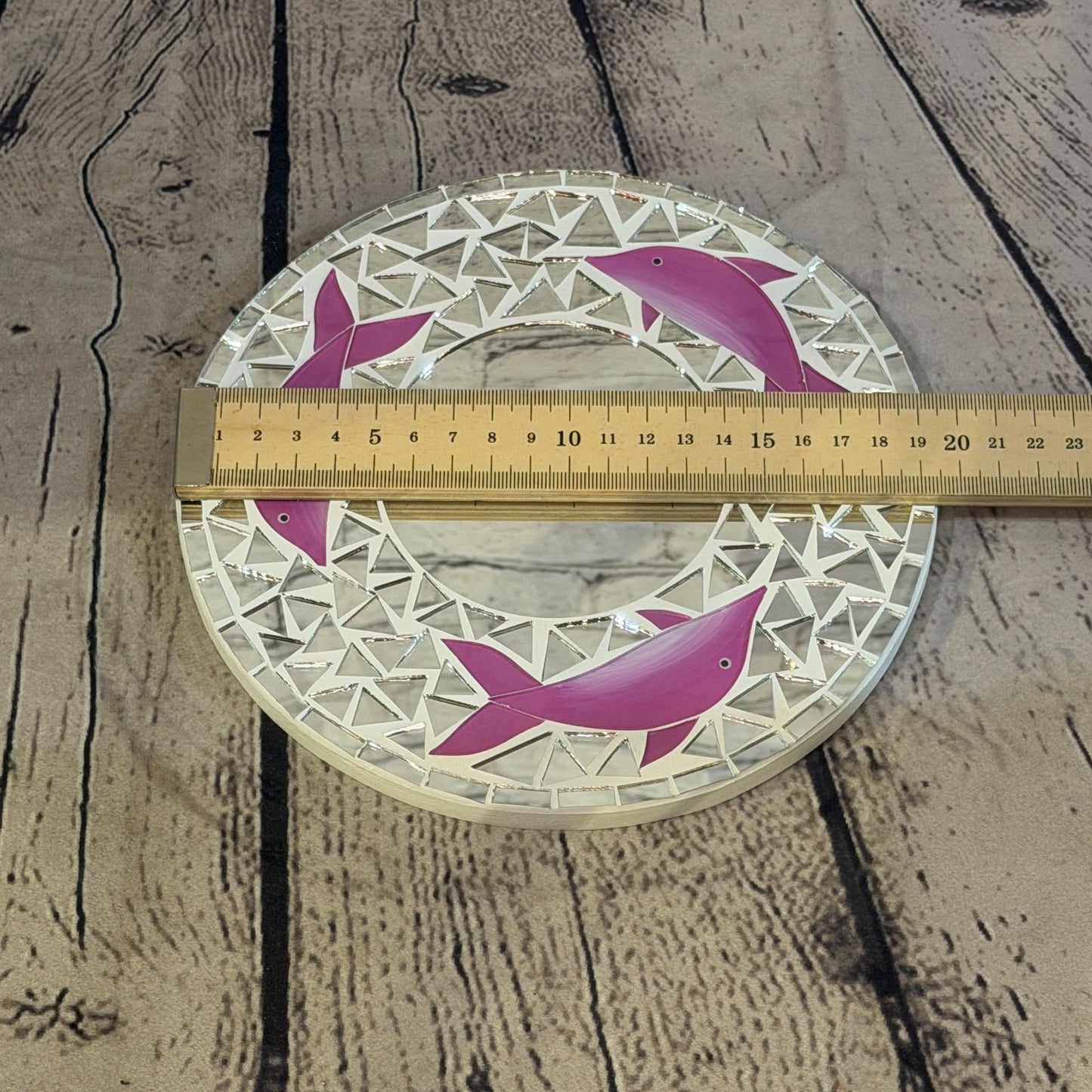 Pink Dolphin Mosaic Tile Wall Mirror 20cm x 20cm 8 Inches Handmade3