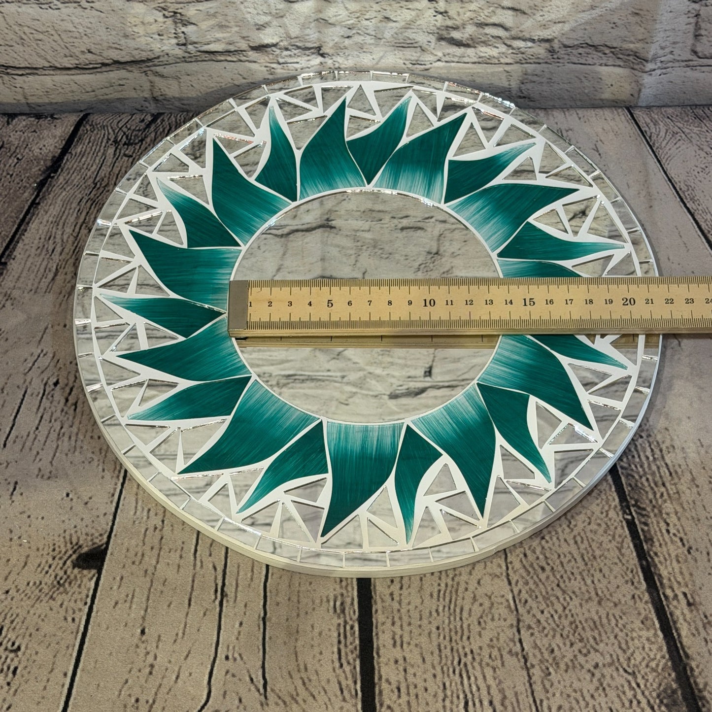 Green Sun Flame Mosaic Tile Wall Mirror 30cm x 30cm 12 Inches Handmade5