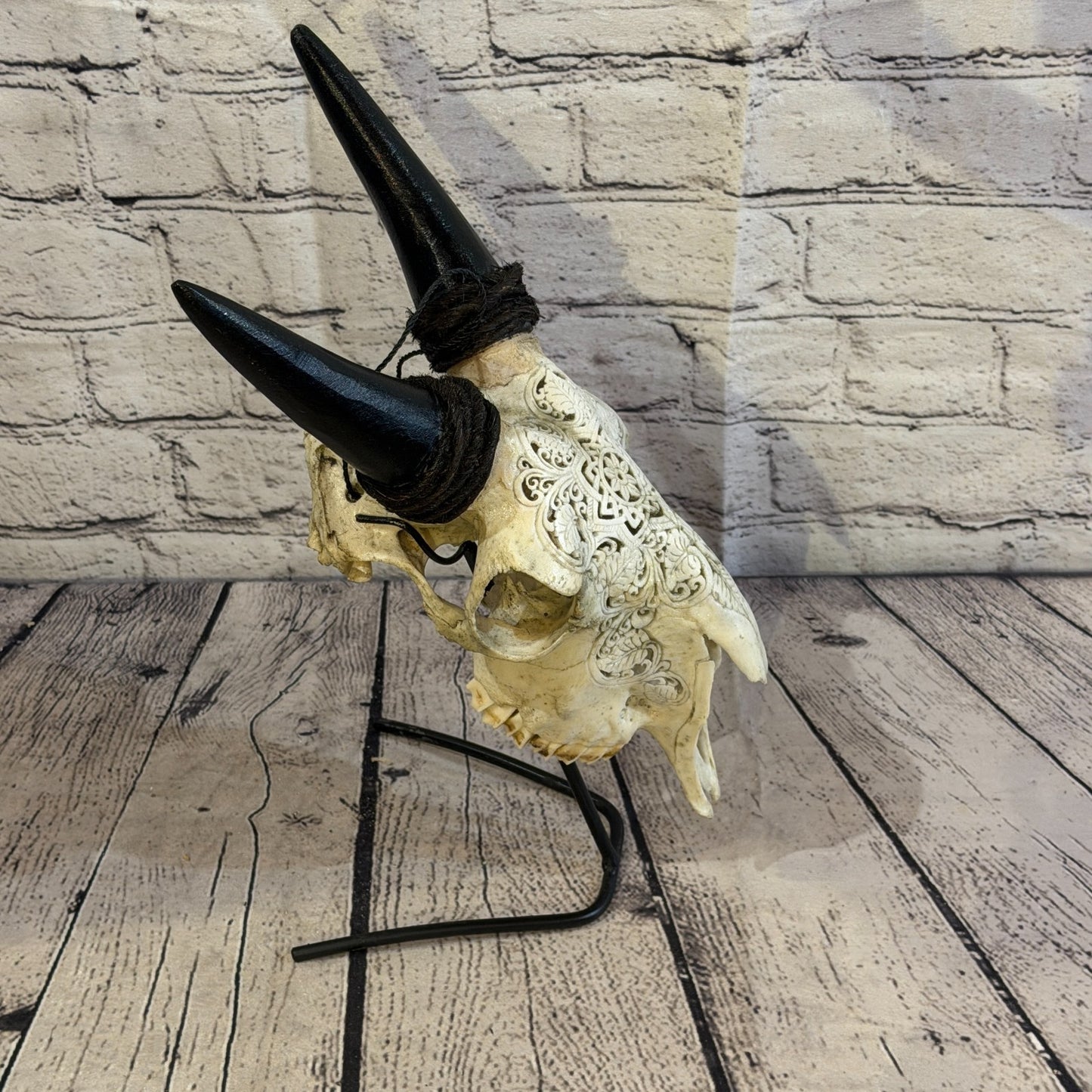 30cm Carved Buffalo Ram Wild Replica Skulls Wall Hanging Carved Stand Design 59
