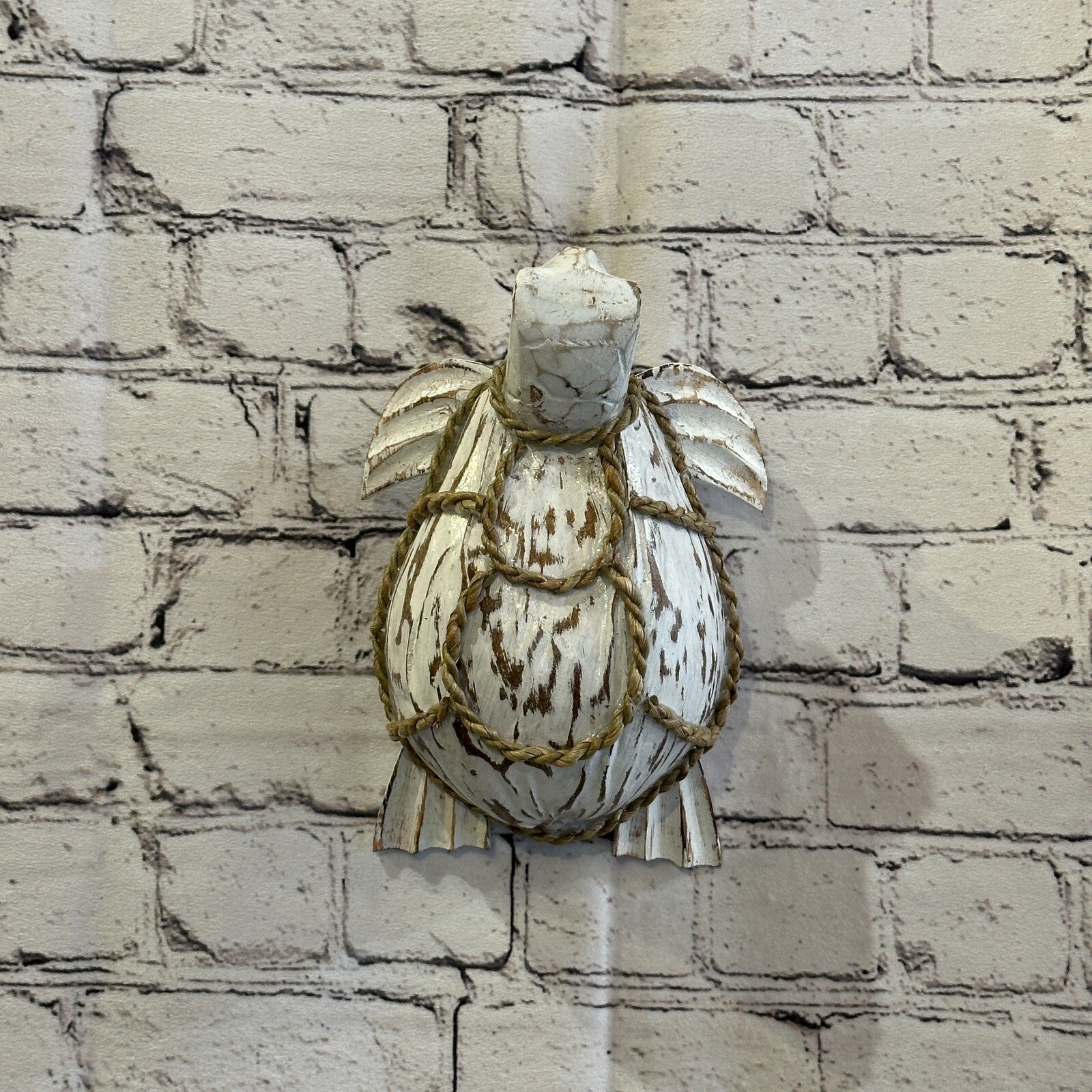 Plain White Folk Art Hand Painted Turtle Coconut Shell Ornaments Hanging Decor11