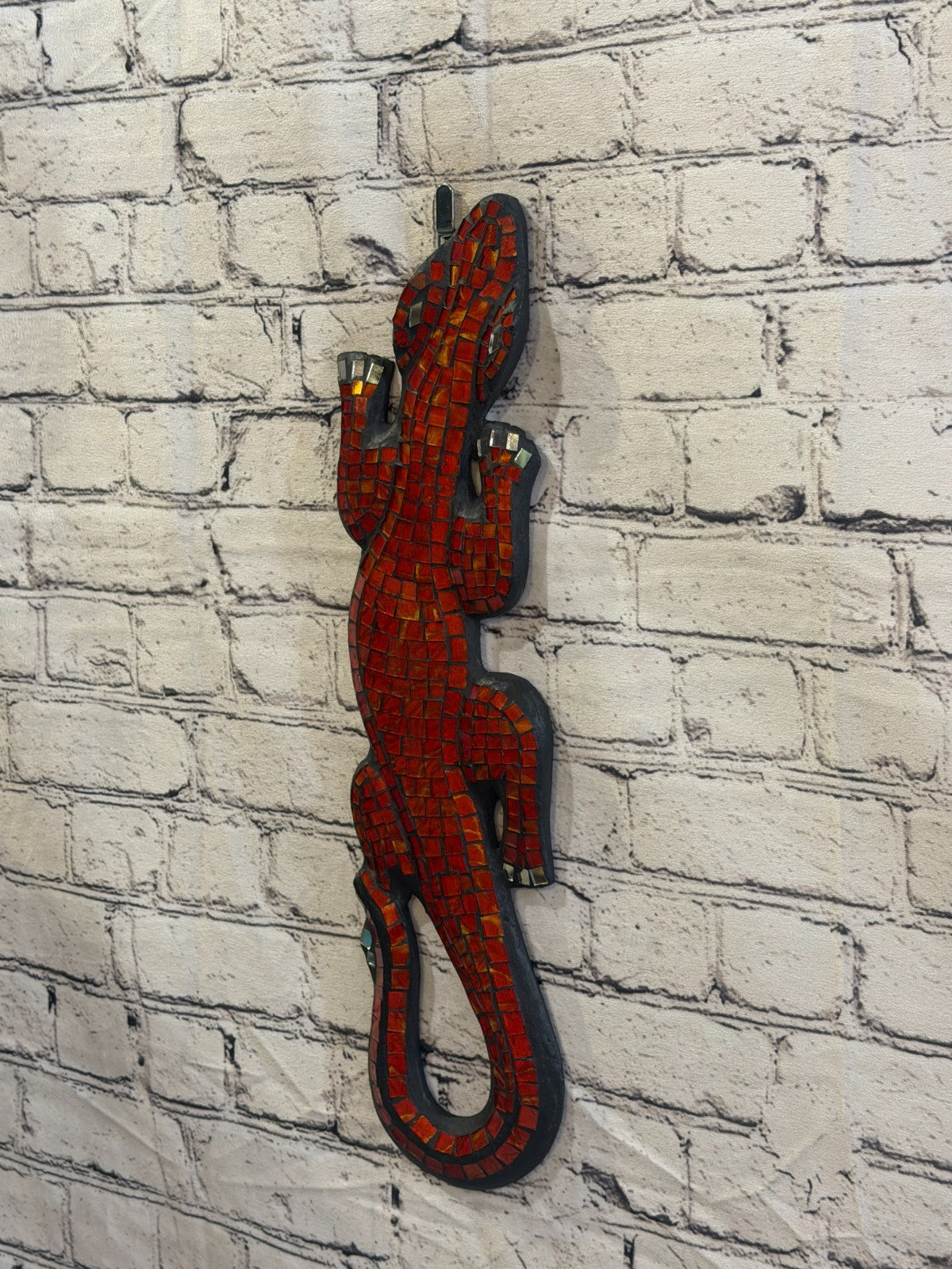 50cm Gecko Orange Mosaic Wall Hanging Wooden Ornaments Wood Carving1