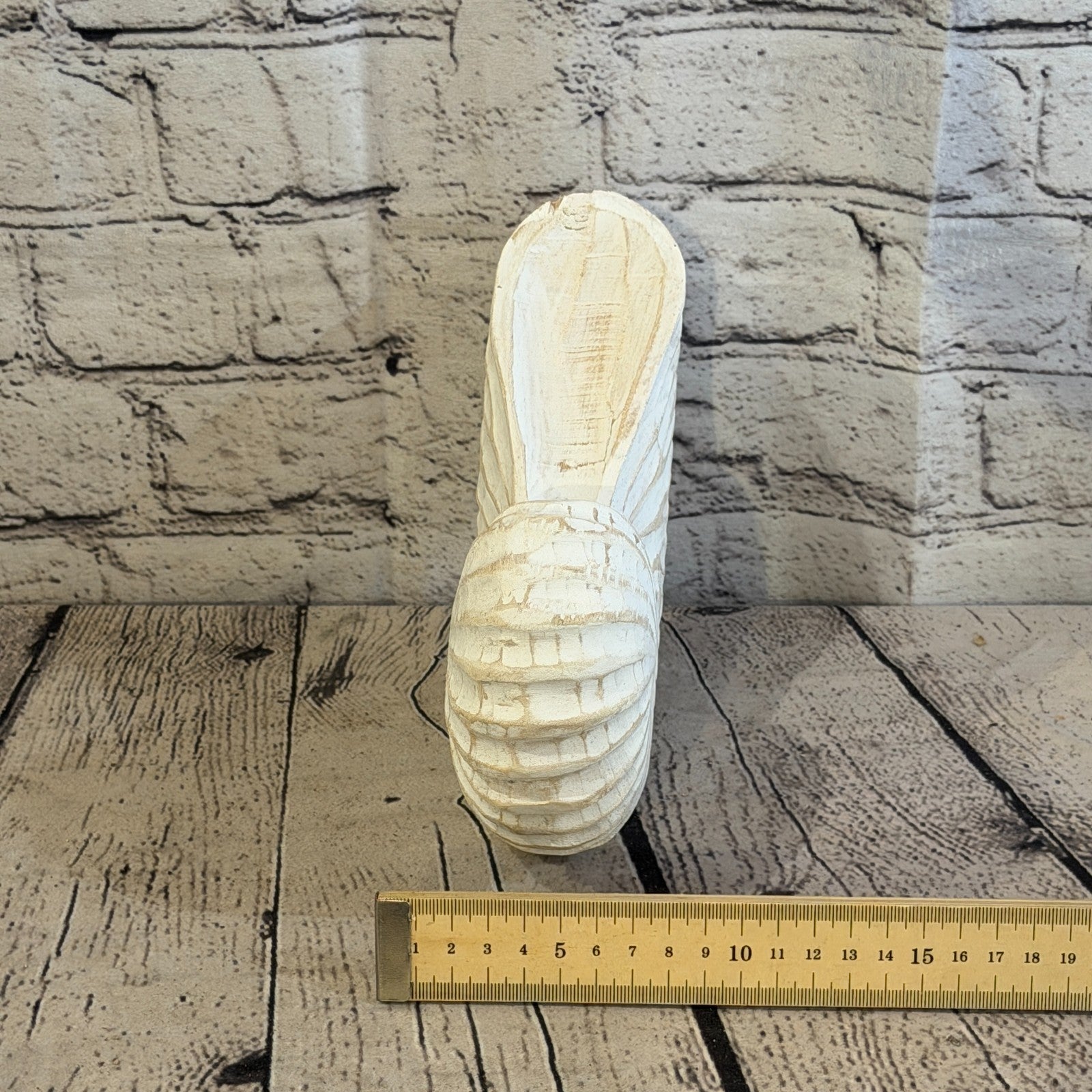 20cm White Shabby Pastel Nautilus Shell Ornament Decor Carved Light Wood Figure7