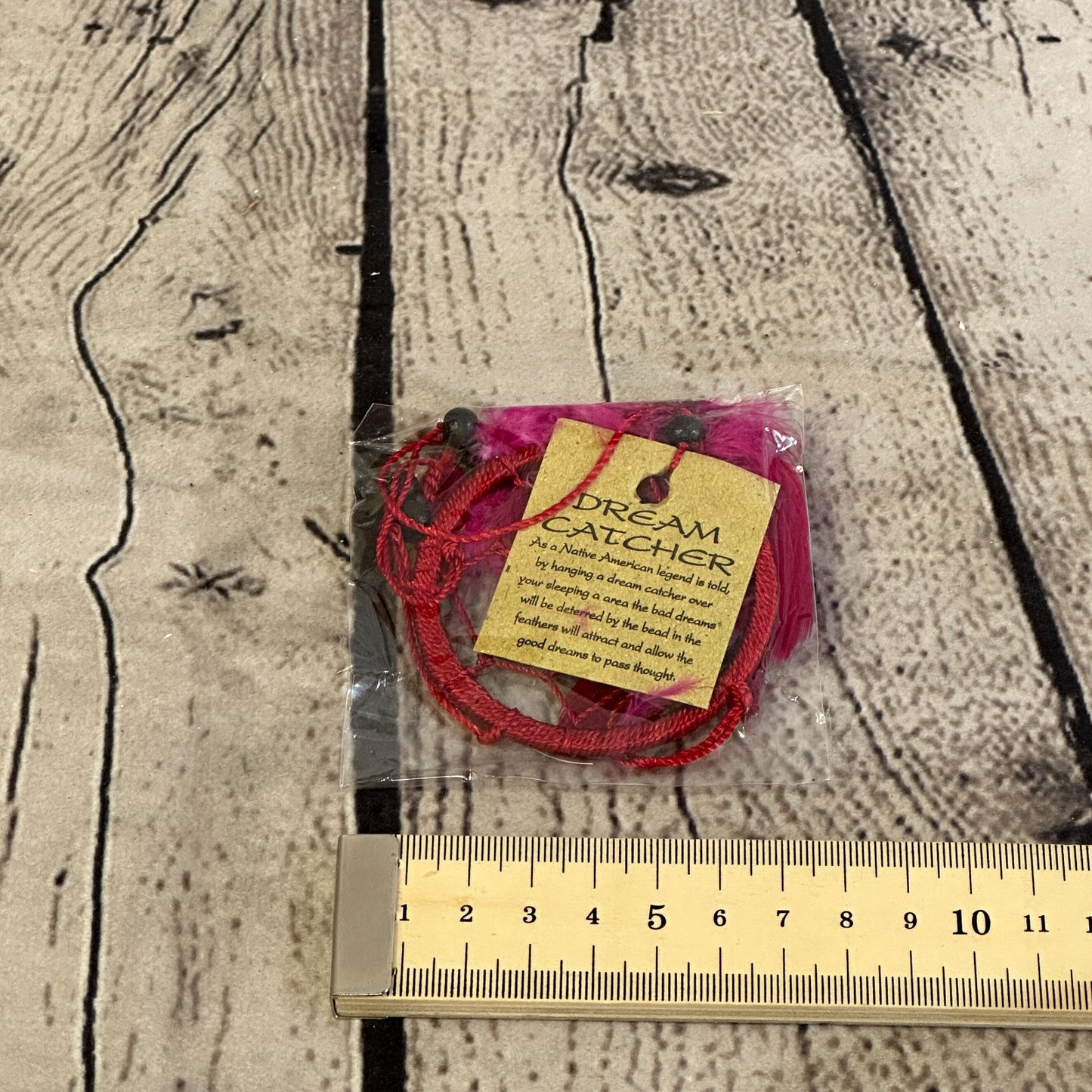 Red Naturals Handmade Dream Catcher Feather Beads Ring For Home Car Décor2