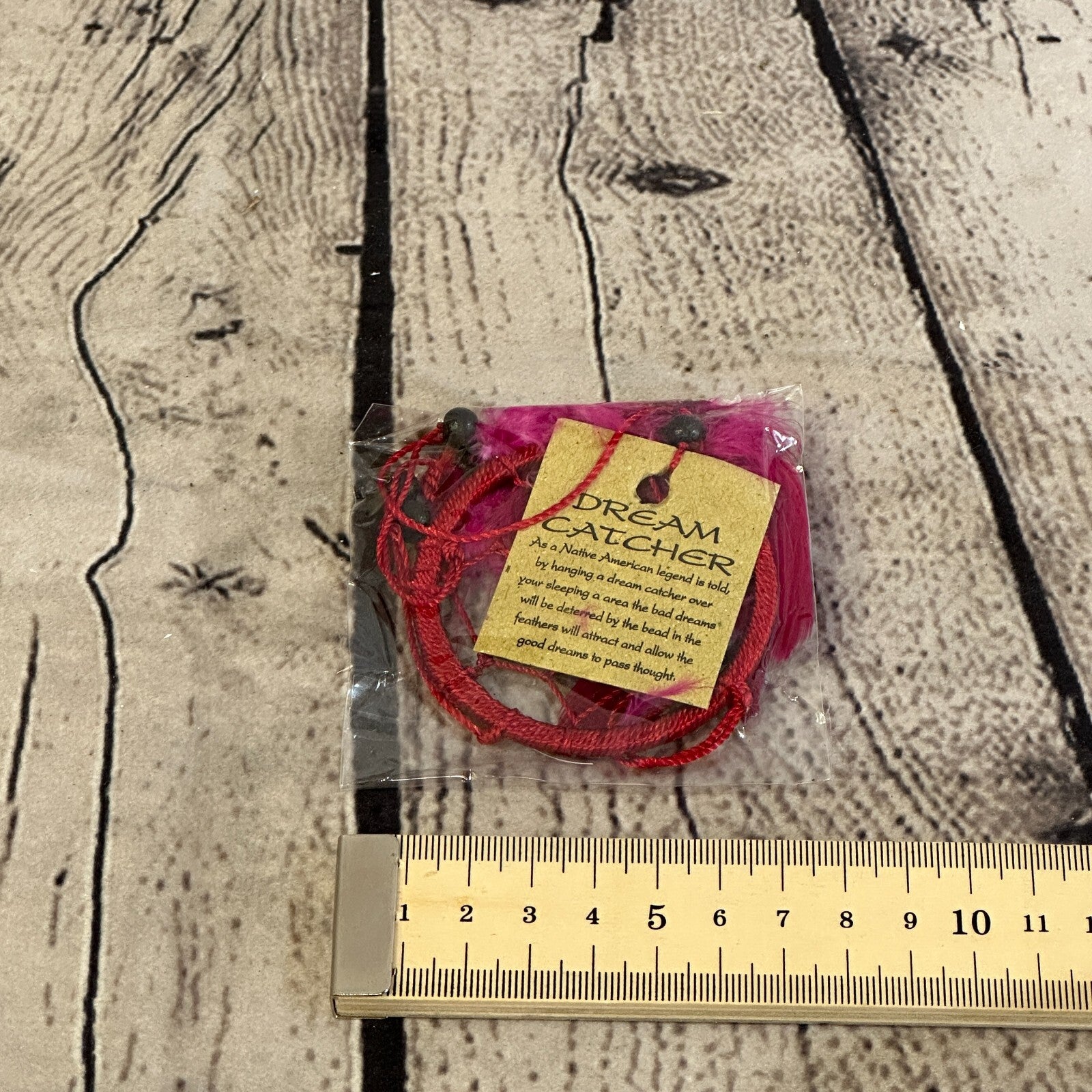 Red Naturals Handmade Dream Catcher Feather Beads Ring For Home Car Décor2