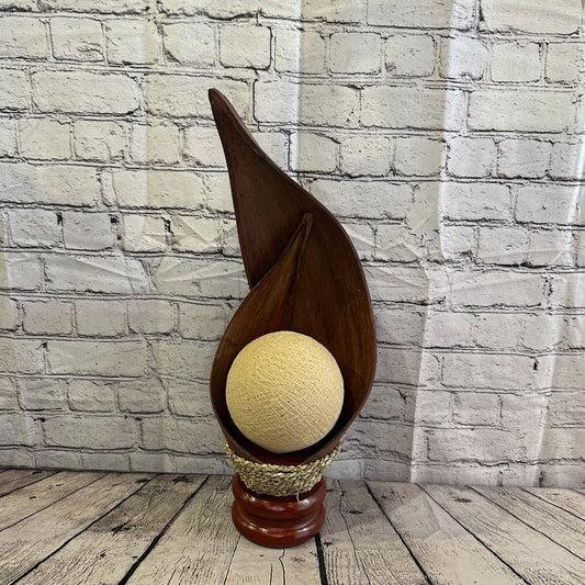 White Light Brown Natural 60cm Tall Leaf Lamp Twist LED UK Mains Plug Design 40