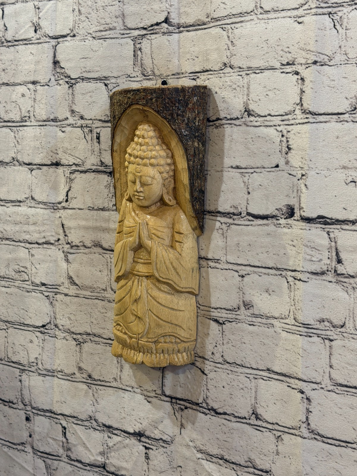 Thai Buddha 30cm Hand Carved Wizard Tree Trunk Wood Fairtrade1